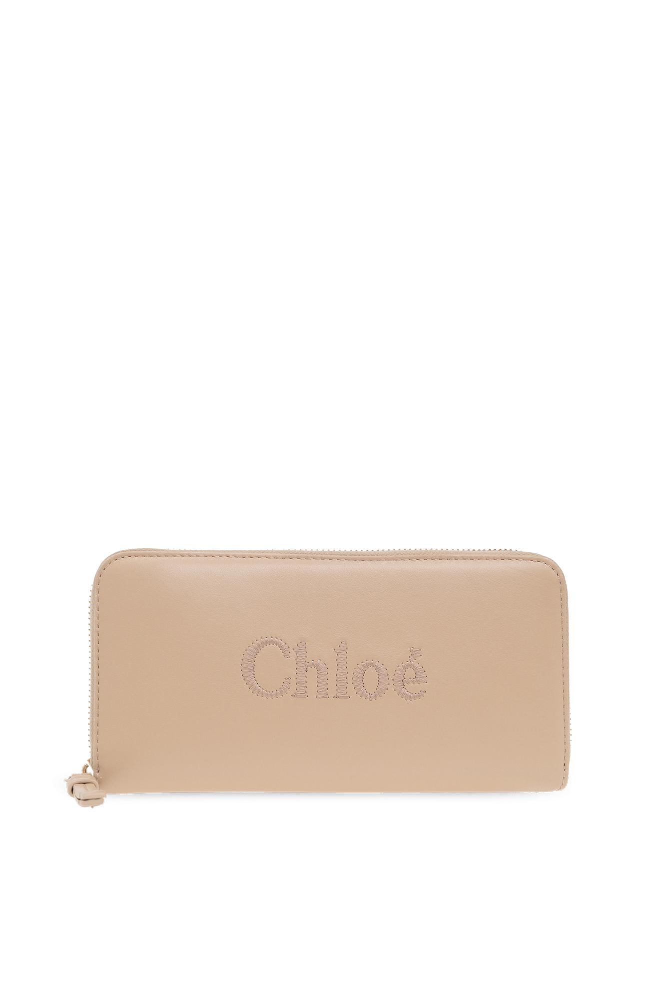 Chloé Leather Wallet With Logo In G Argil Brown