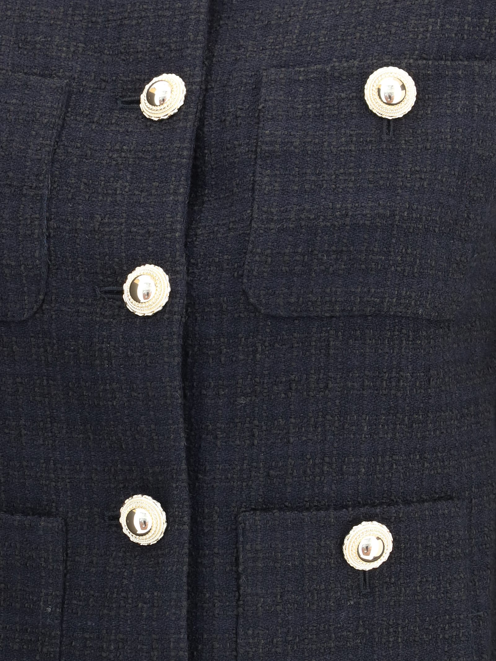 Self-portrait Faux Fur-cuff Buttoned Jacket In Multi