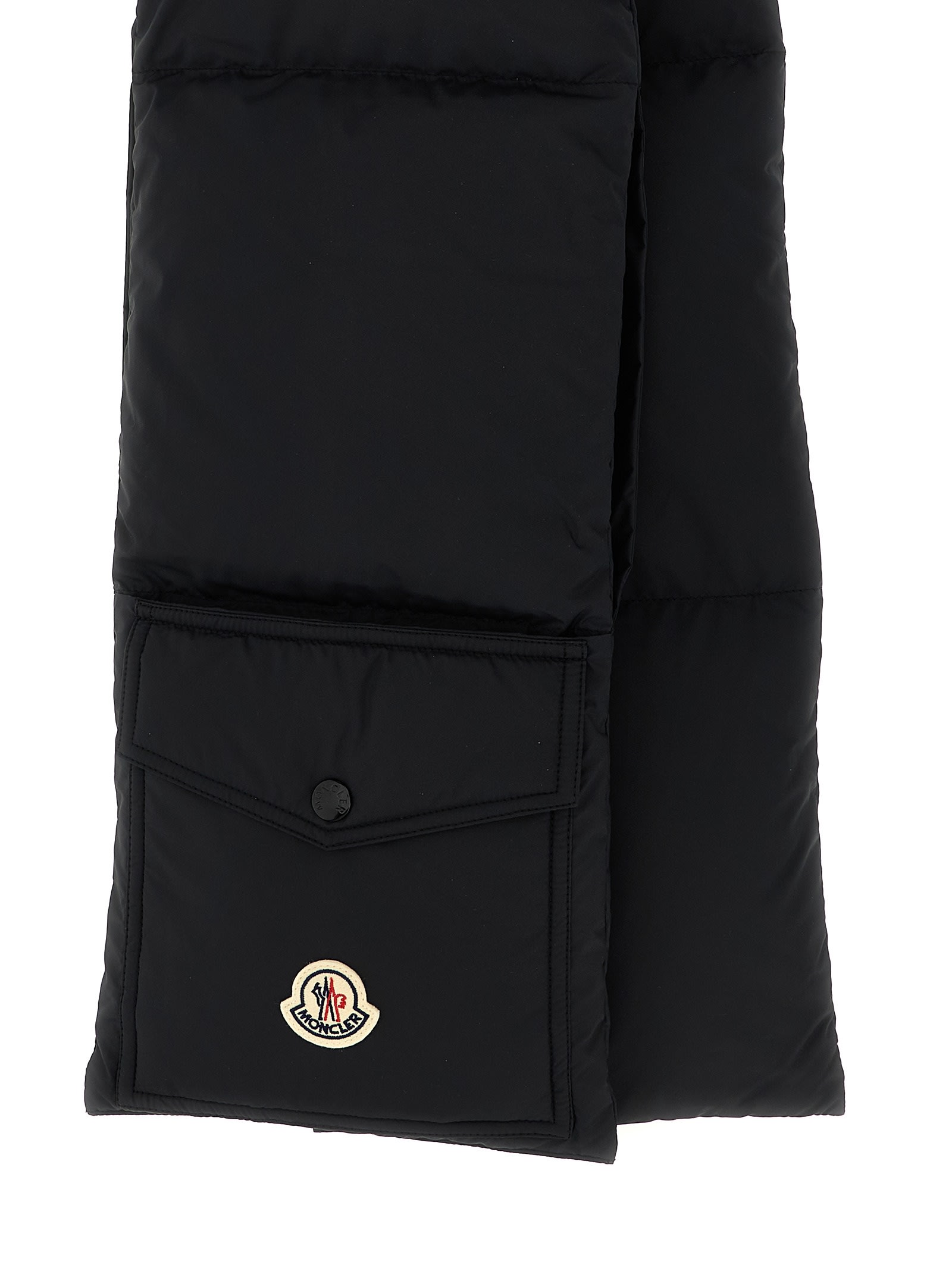 Moncler Insulated Scarf Featuring Buttoned Pocket In Black