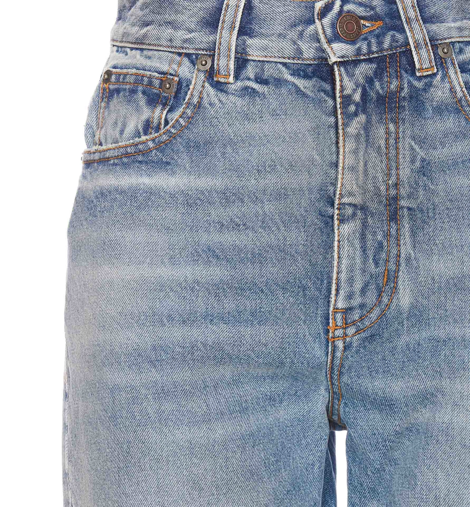 Chloé Patchwork Cotton Denim Jeans In Blue