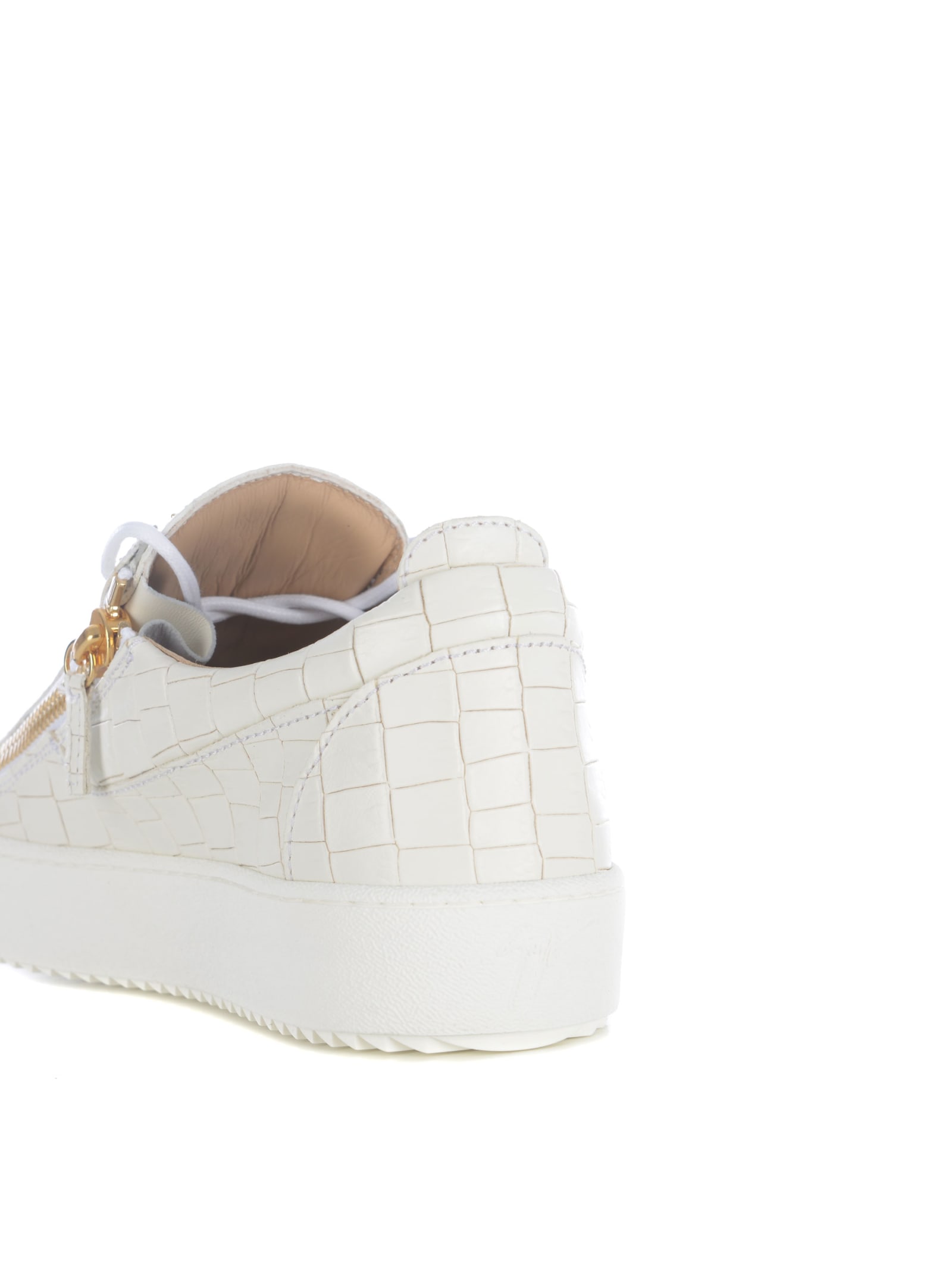 Shop Giuseppe Zanotti Sneakers  Frenkie Made Of Leather In Bianco