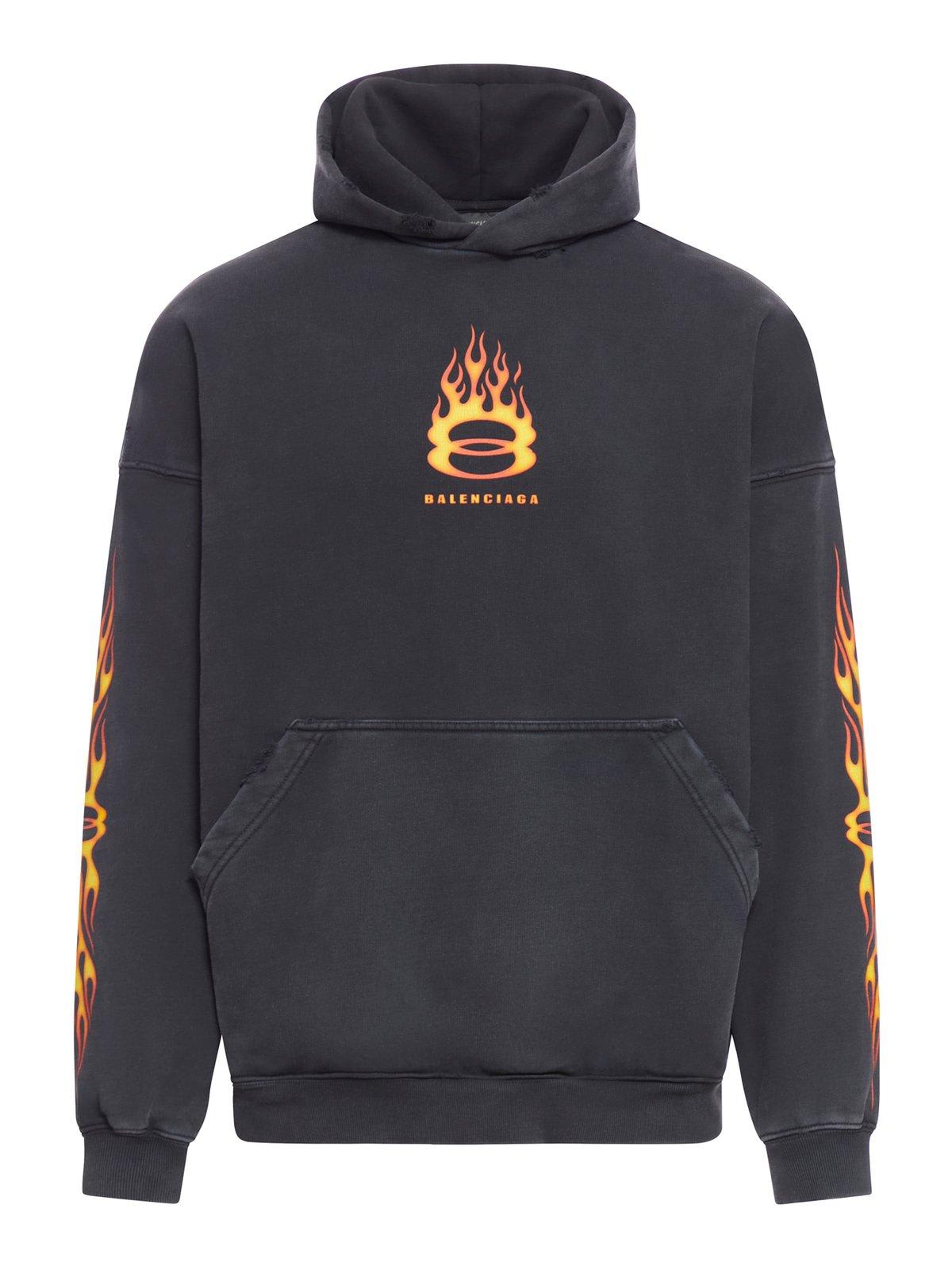 Shop Balenciaga Logo Embroidered Hoodie