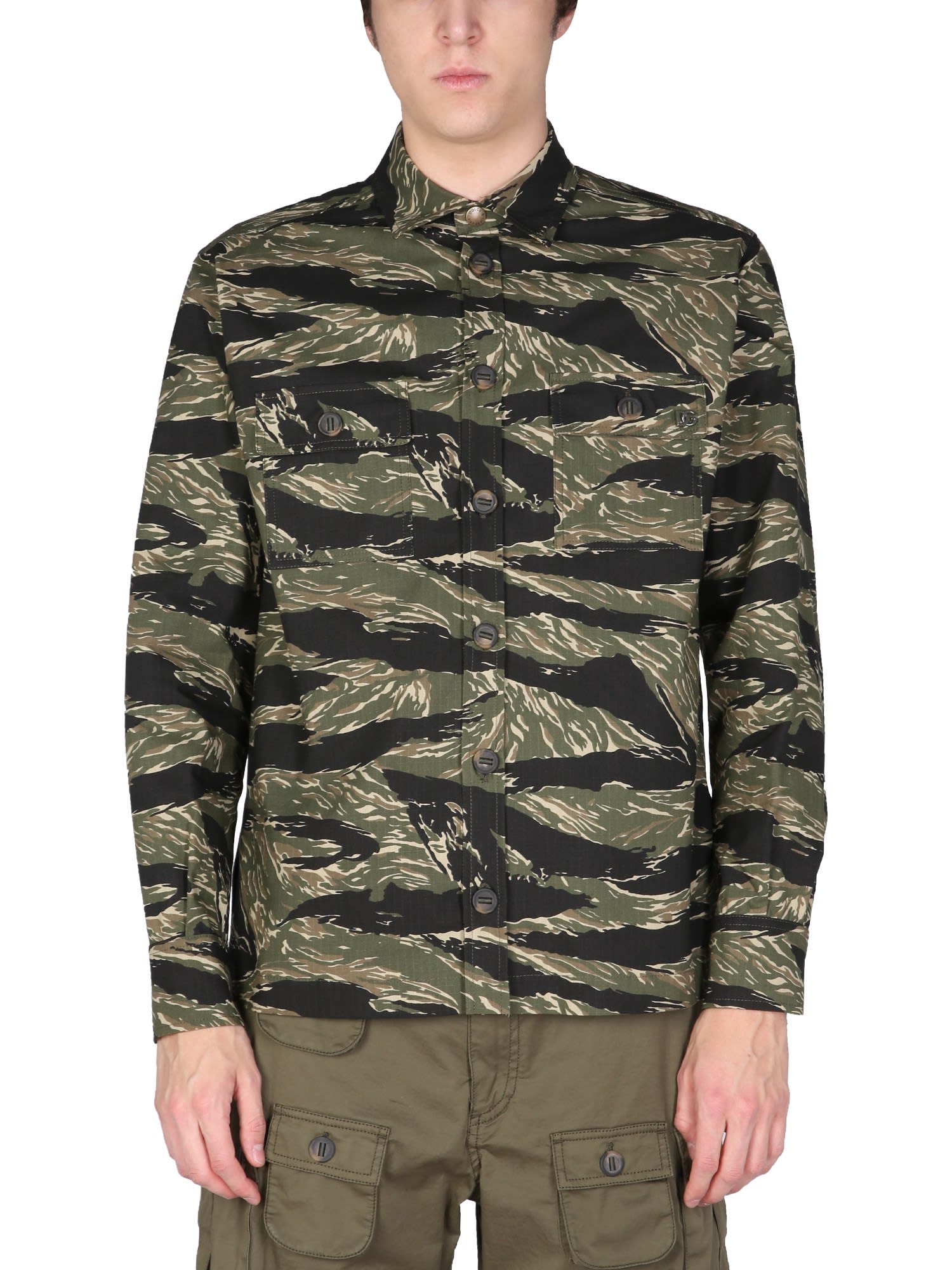 Dolce & Gabbana Camouflage Print Shirt Jacket