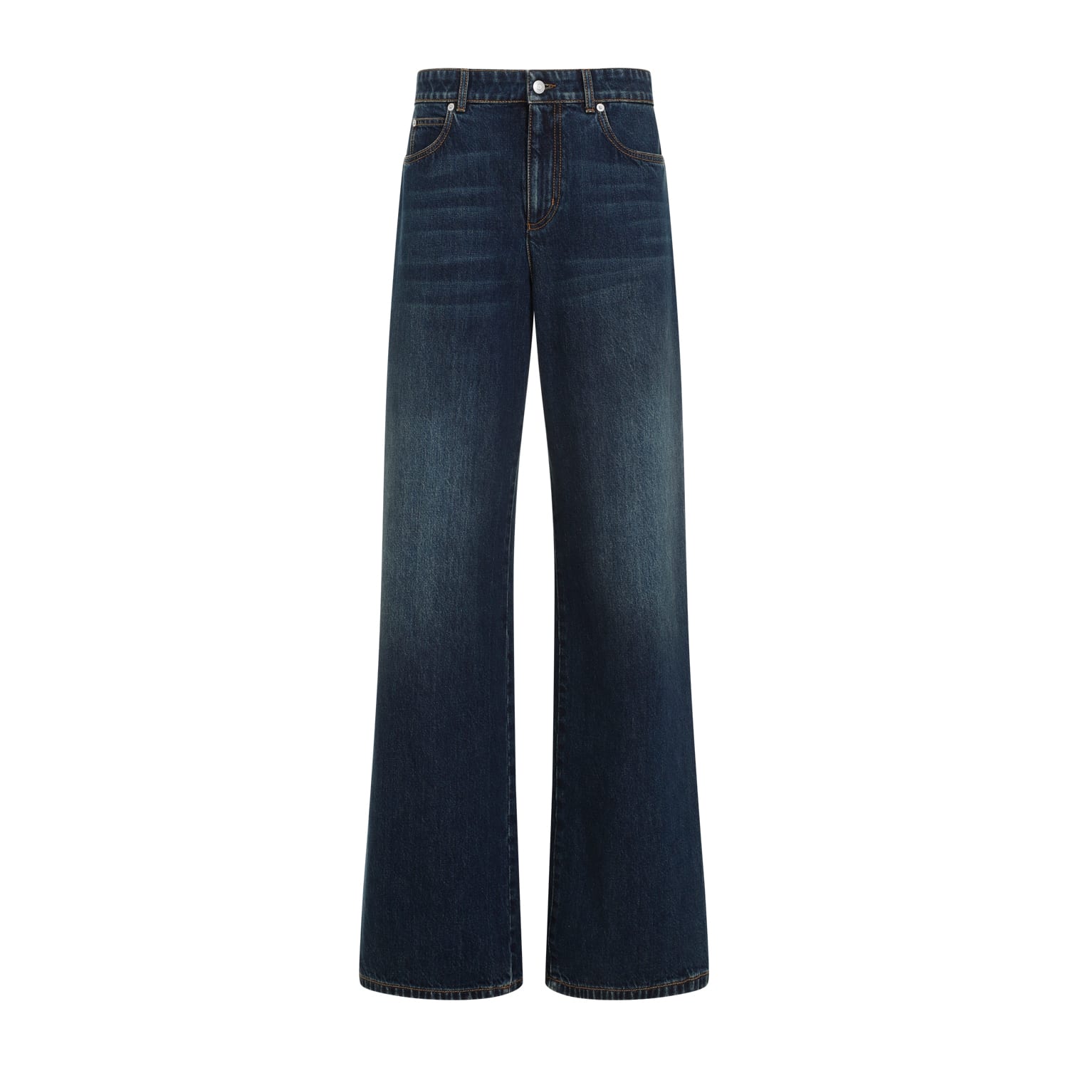 Shop Alexander Mcqueen Cotton Jeans In Dark Stonewash