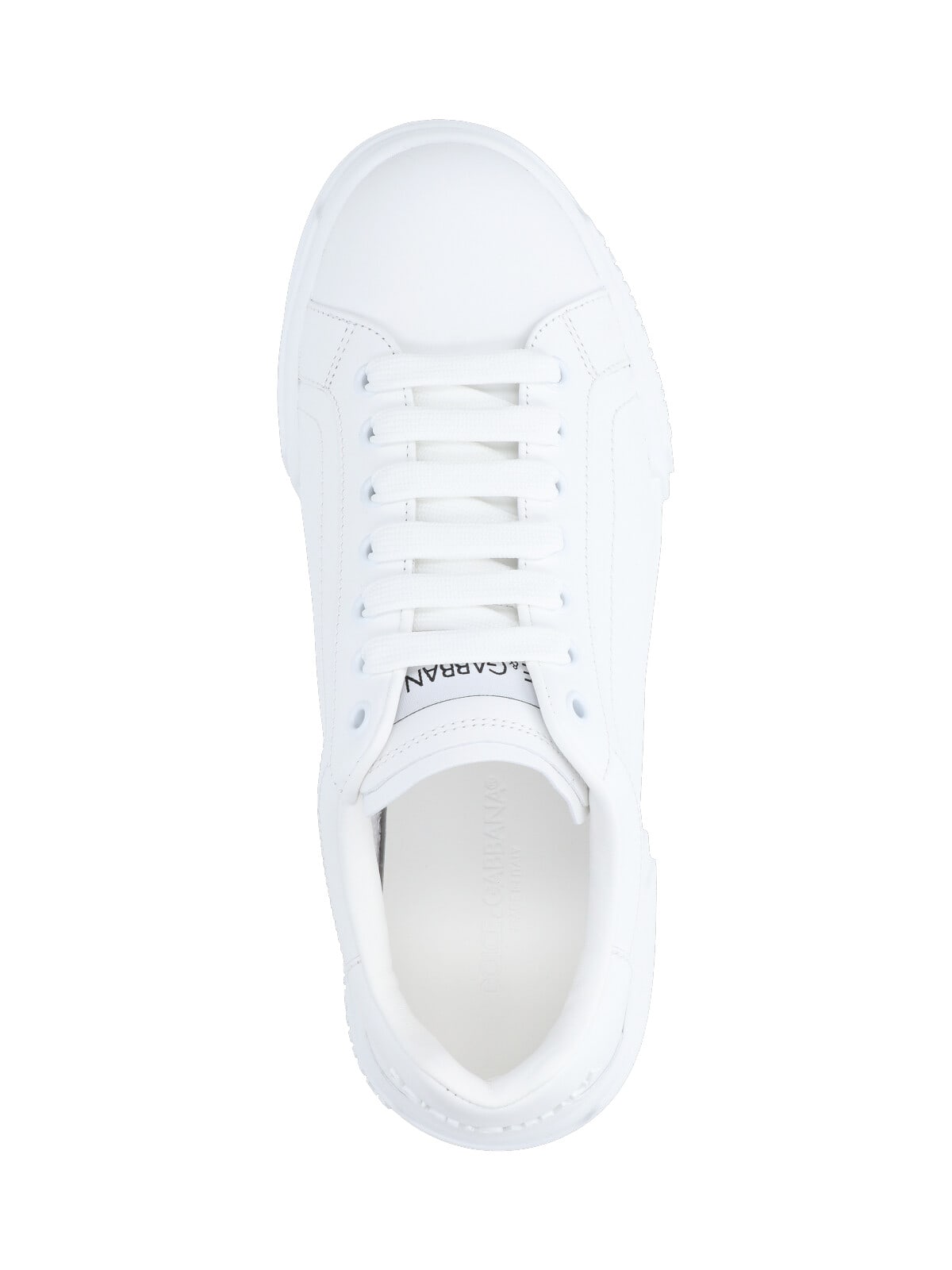 Dolce & Gabbana Portofino Vintage Leather Low-top Sneakers In White