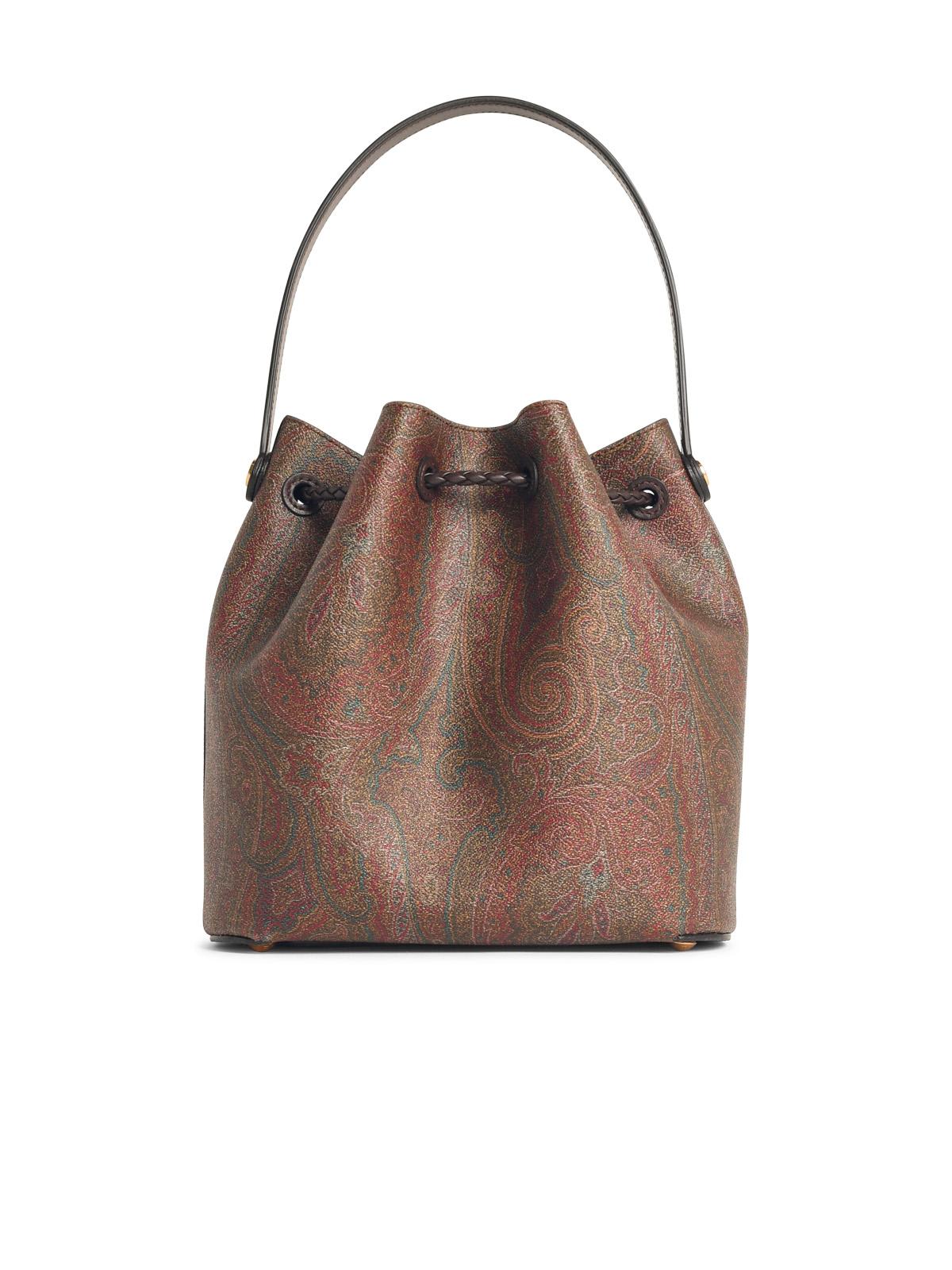 Etro Arnica Bucket Bag In Brown Cotton Blend In Brown