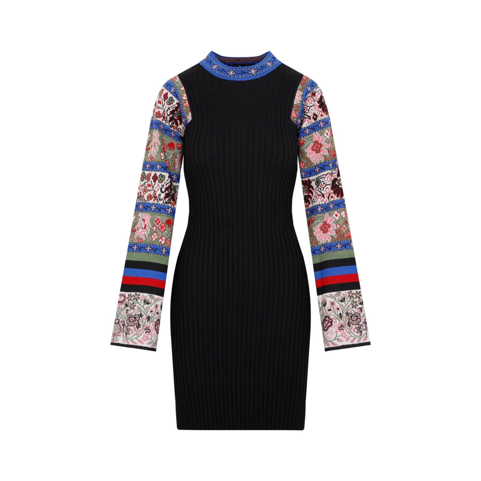 Etro Contrast-sleeved Mock Neck Knitted Dress