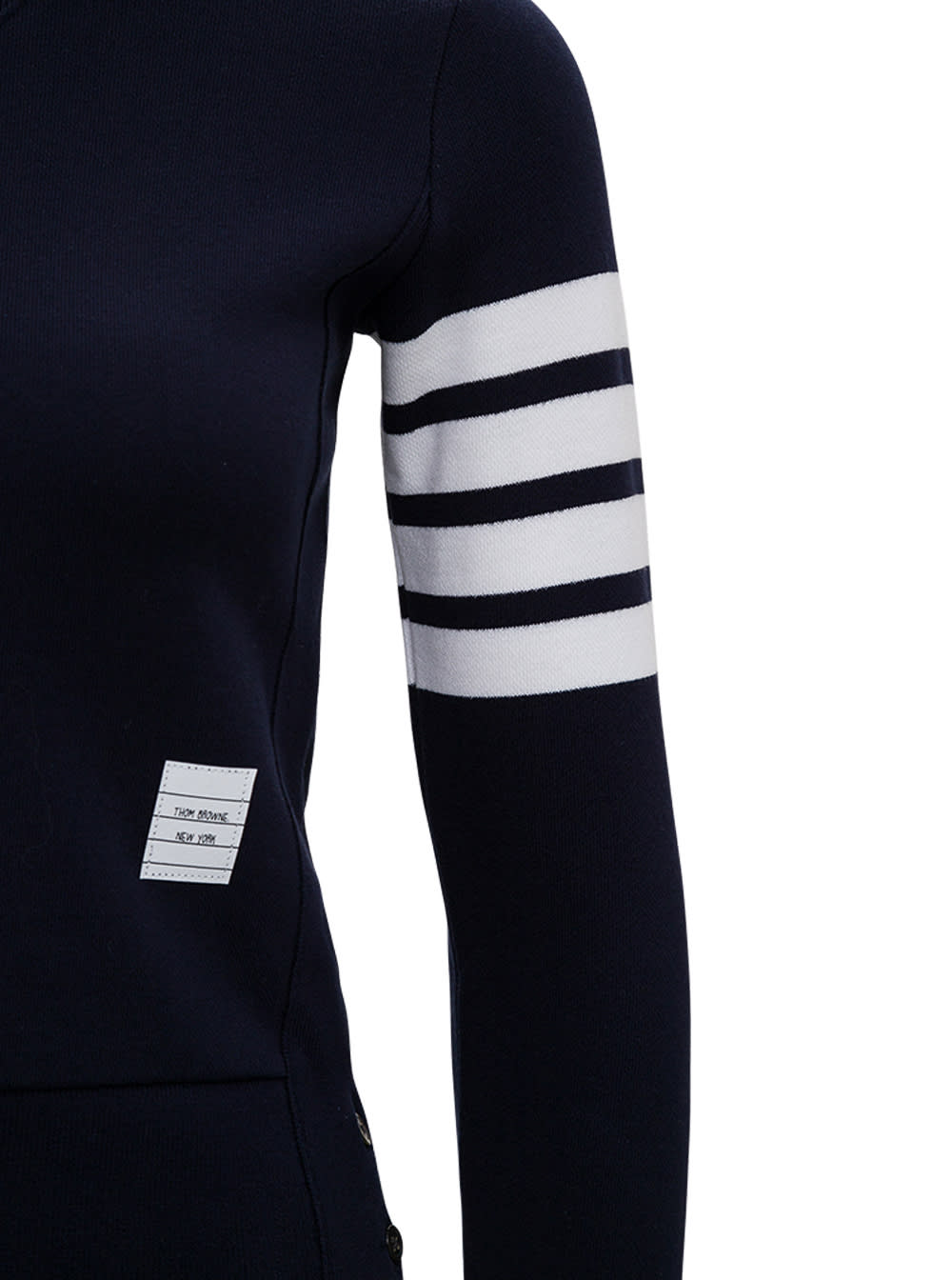 Shop Thom Browne Blue Crewneck Sweatshirt With 4-bar Maxi Logo On The Sleeve In Cotton Woman