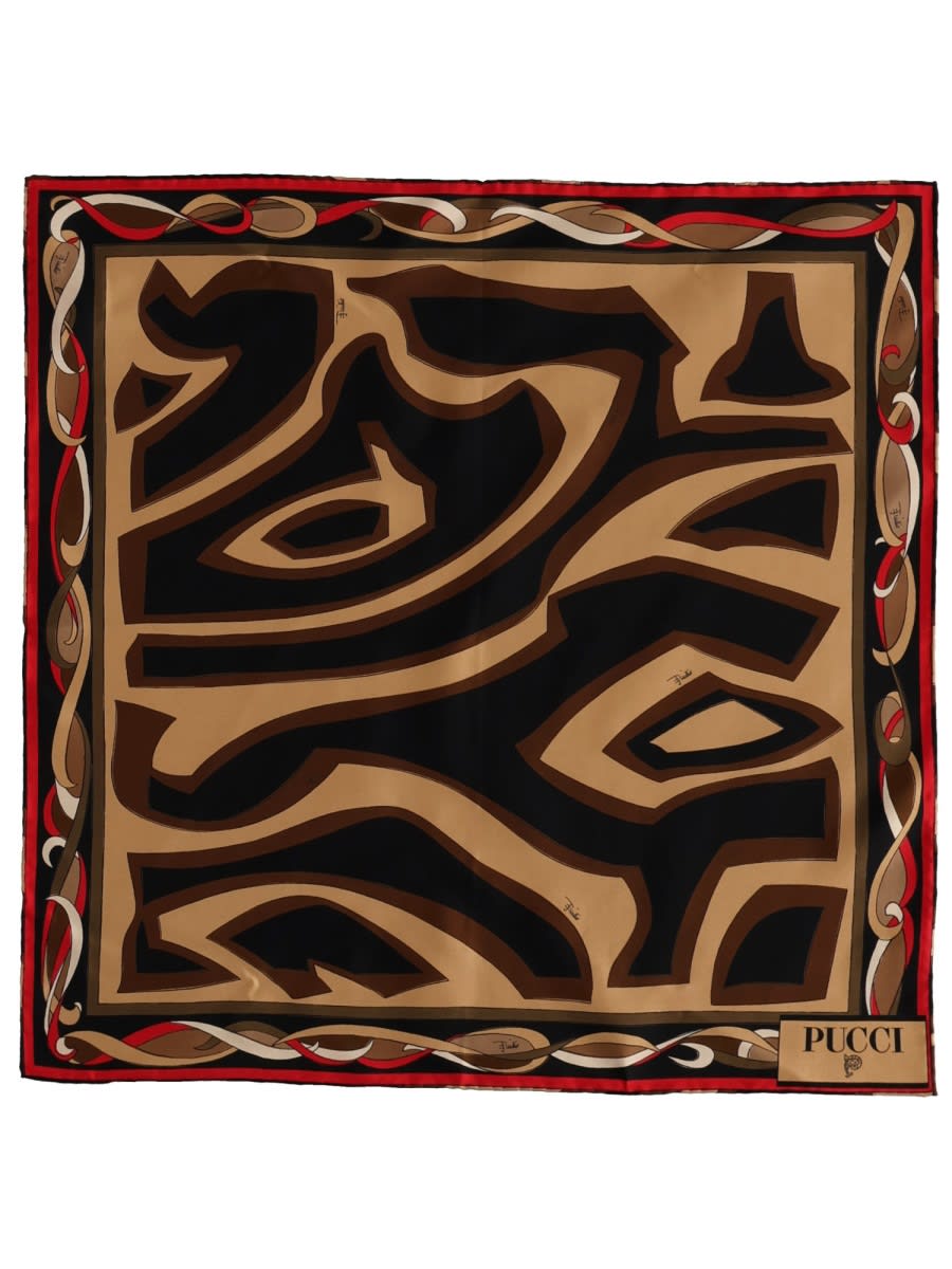 Pucci Silk Scarf In Brown