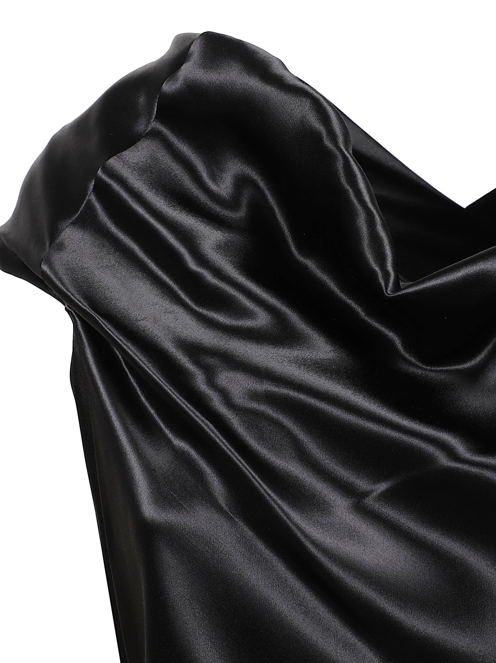 Alberta Ferretti Long Black Satin Dress In Black