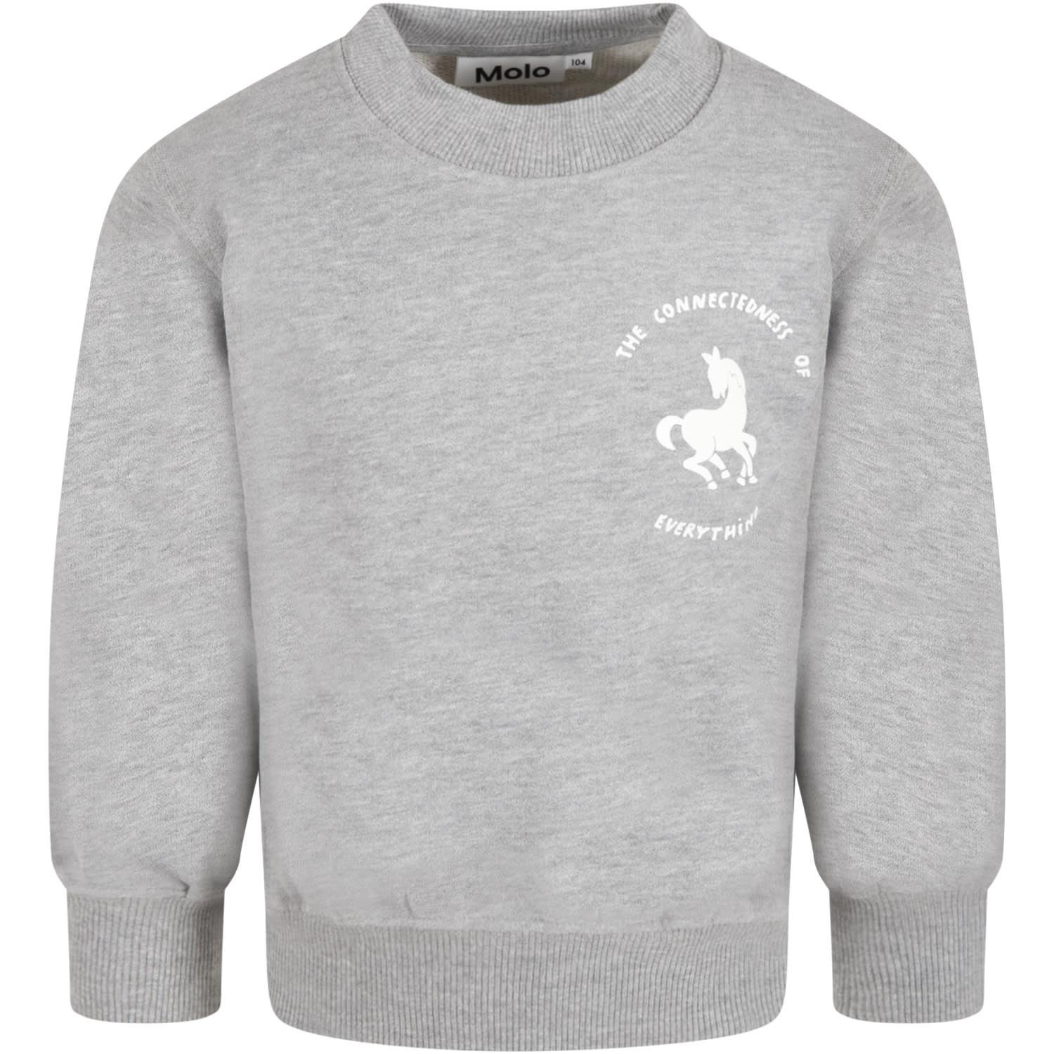 Molo Grey Sweatshirt For Kids With Horse