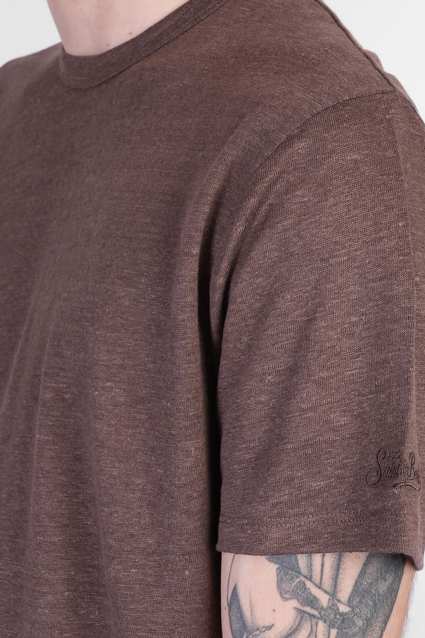Mc2 Saint Barth Ecstasea N T-shirt In Brown Linen In Brown