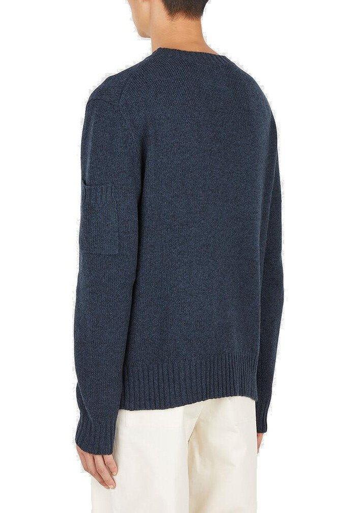 Shop Jil Sander Long-sleeved Crewneck Knitted Jumper In Blu Scuro