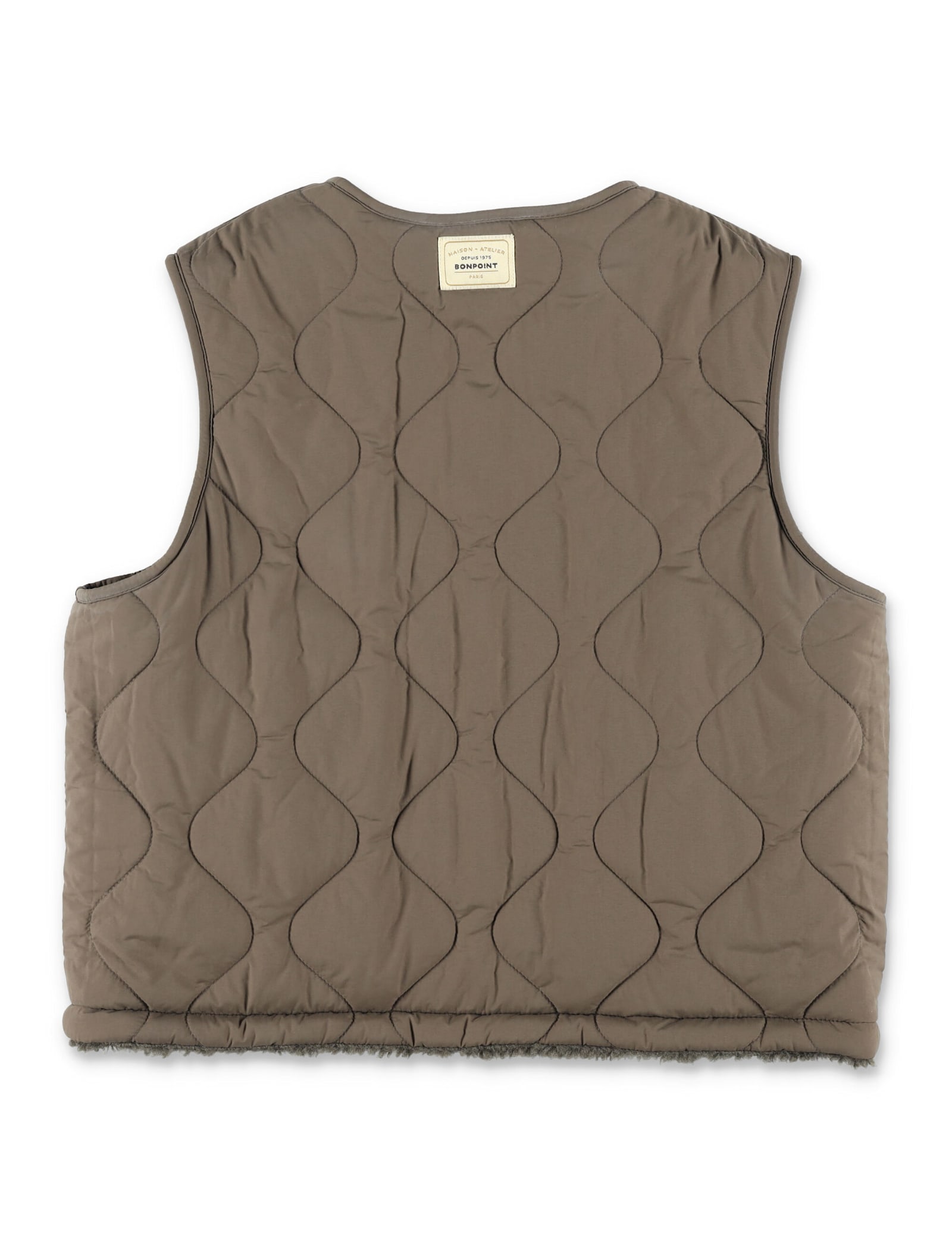 Bonpoint Reversible Teddy And Nylon Brown Gilet In Brown