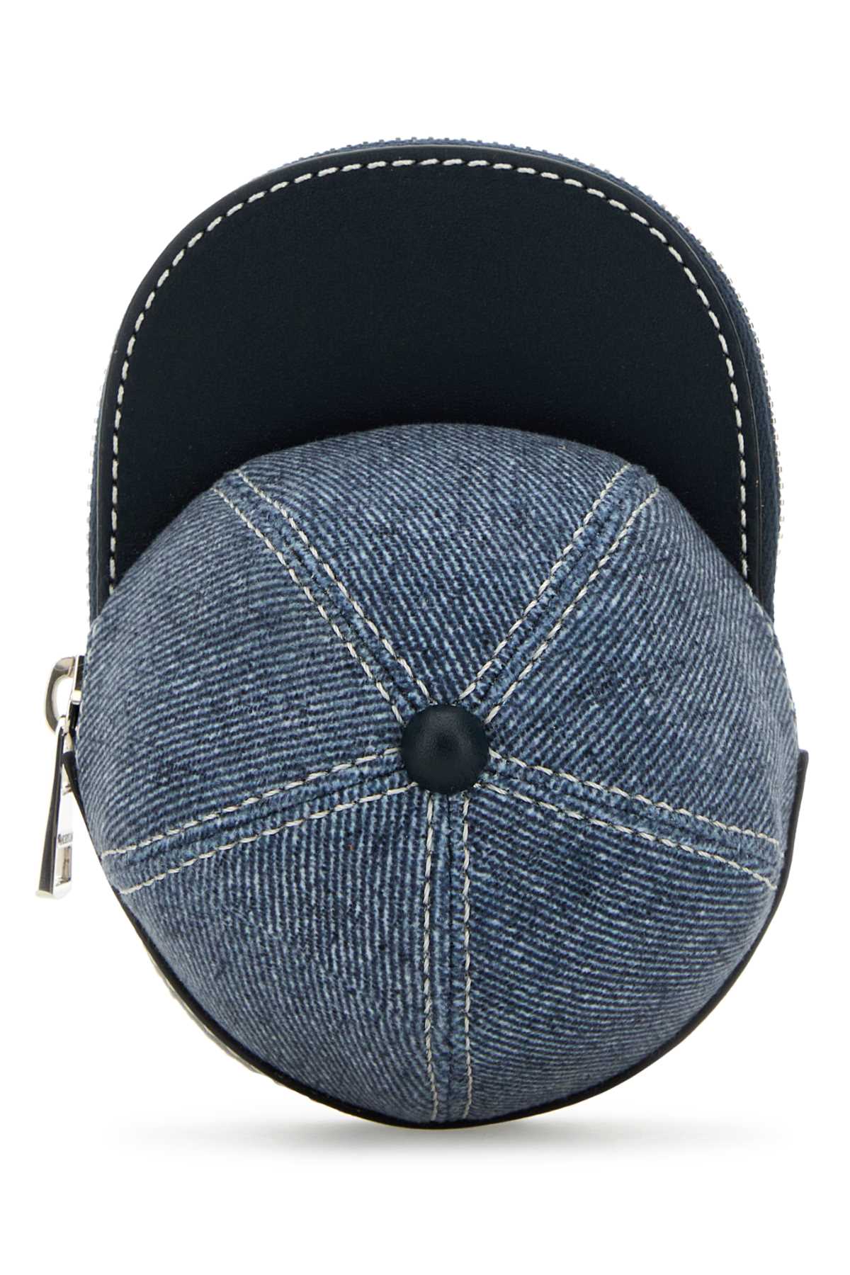 Shop Jw Anderson Two-tone Velvet And Leather Mini Cap Crossbody Bag In Blue