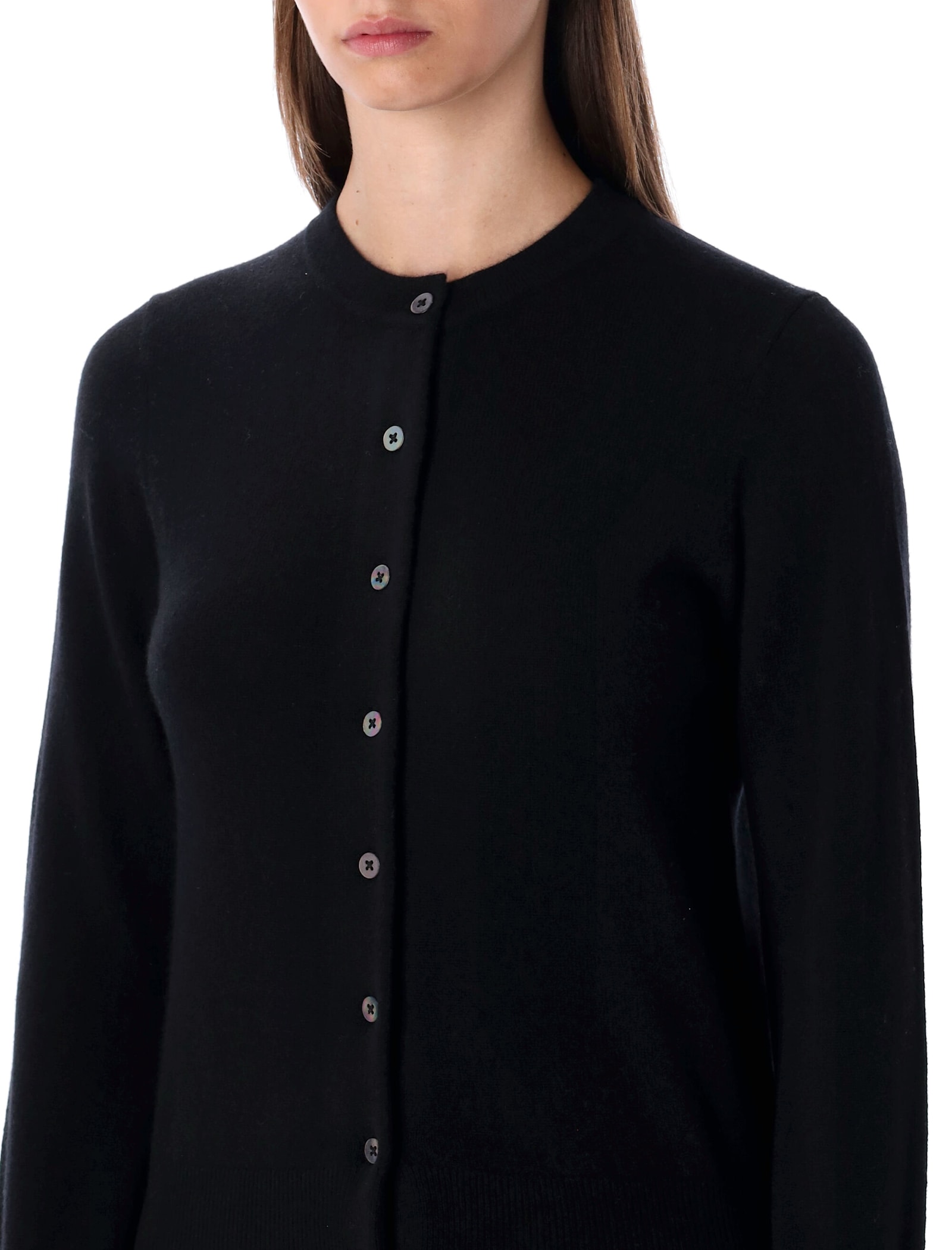 Rhea Costa Rhea Black Wool Cashmere Cropped Cardigan In Black