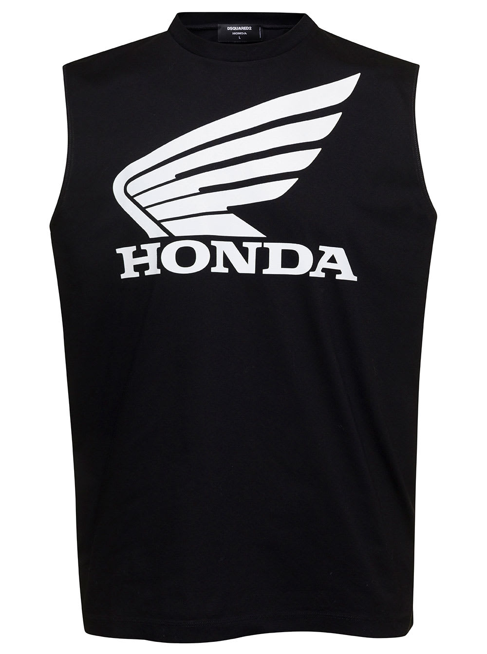 Dsquared2 Black Crewneck Vest With Honda Logo On The Chest In Cotton Man