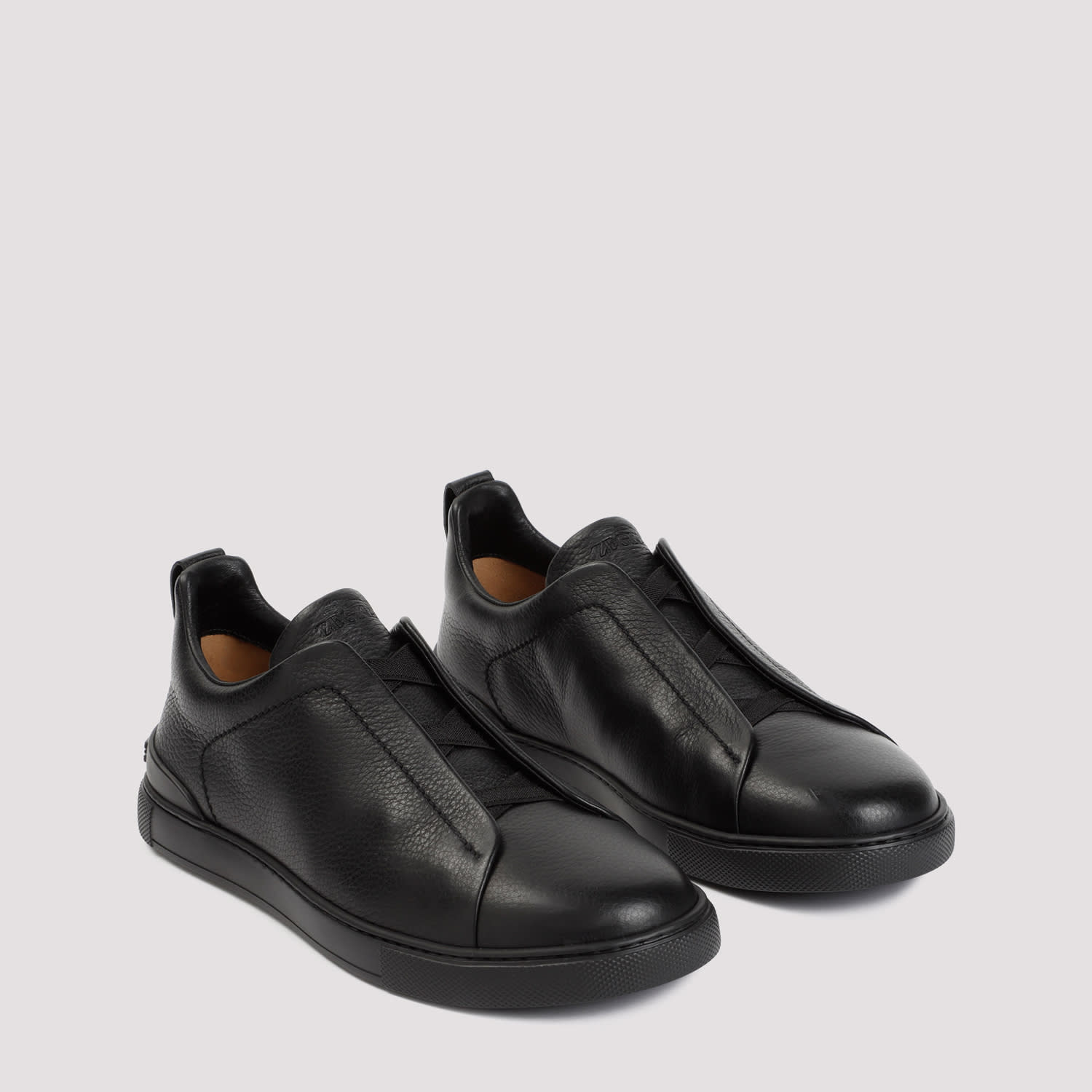 Zegna Triple Stitch Low-cut Skate Shoes In Black
