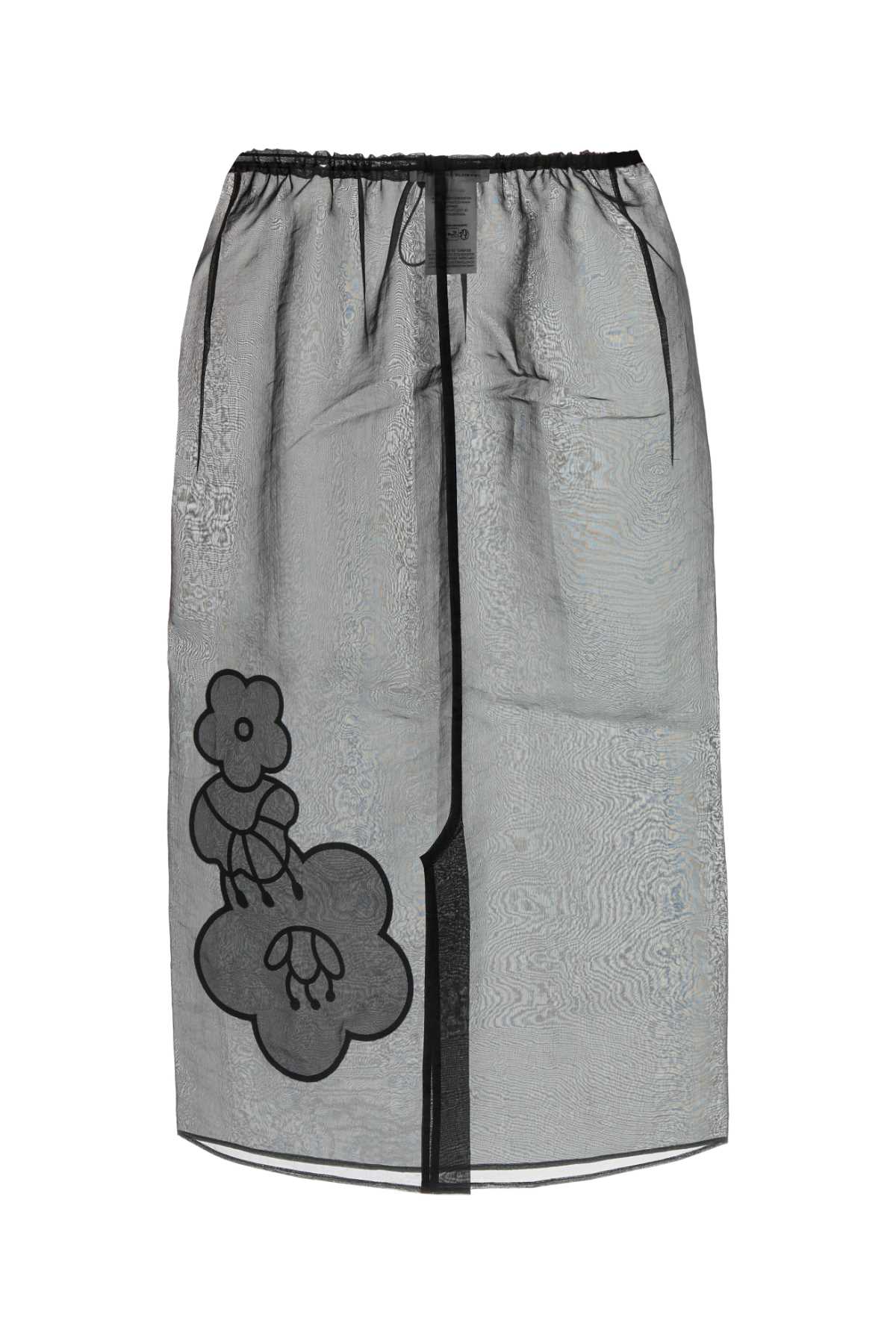 Cecilie Bahnsen Sheer Floral Applique Midi Skirt In Black