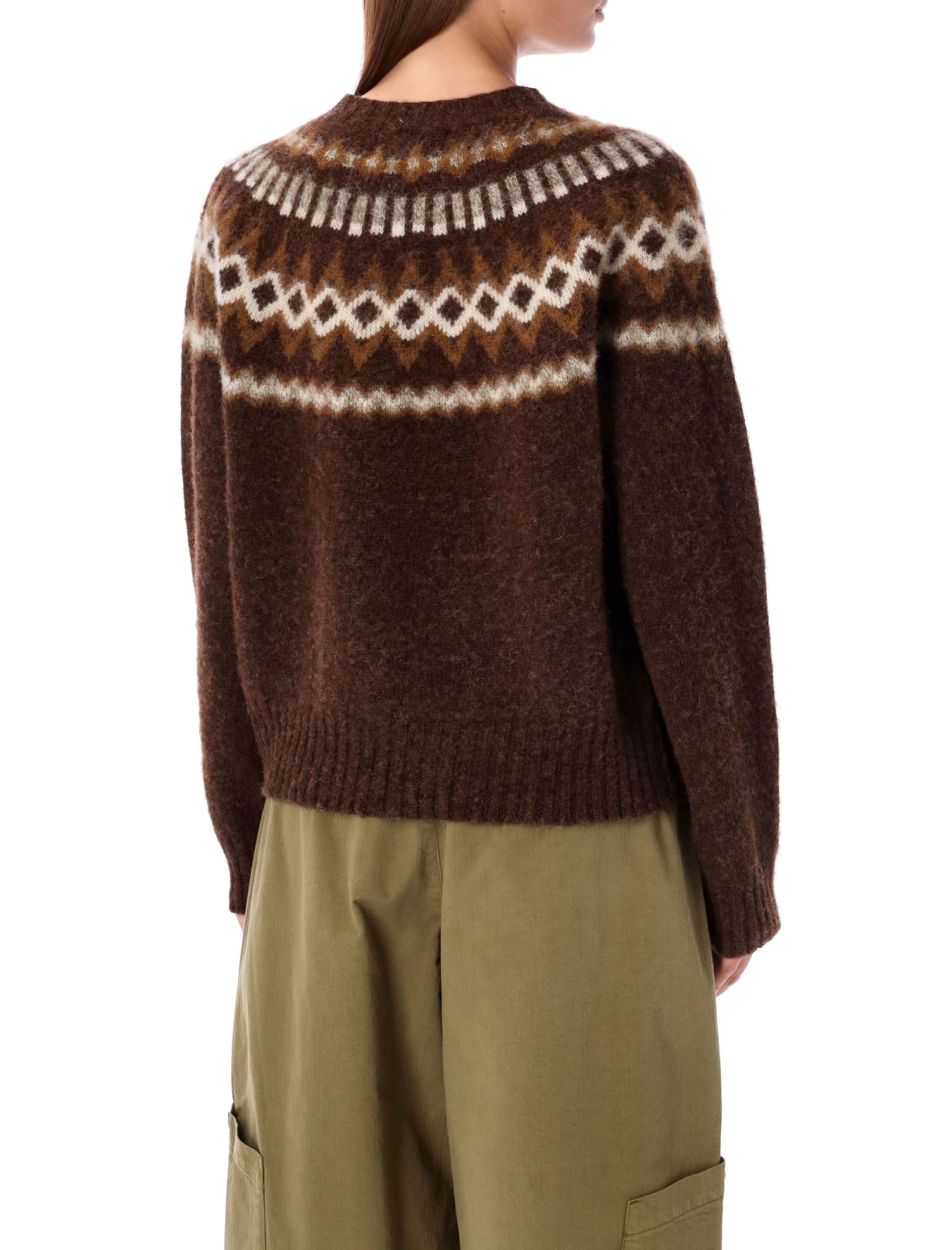 Shop Ymc You Must Create Jets Fairisle Knit In Brown