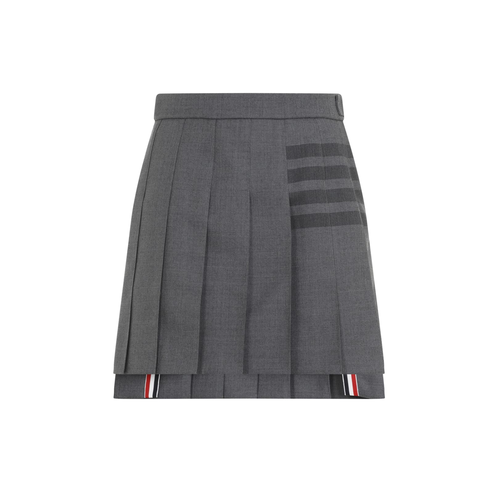 Shop Thom Browne Thigh Length Dropped Back Pleated Skirt In Med Grey