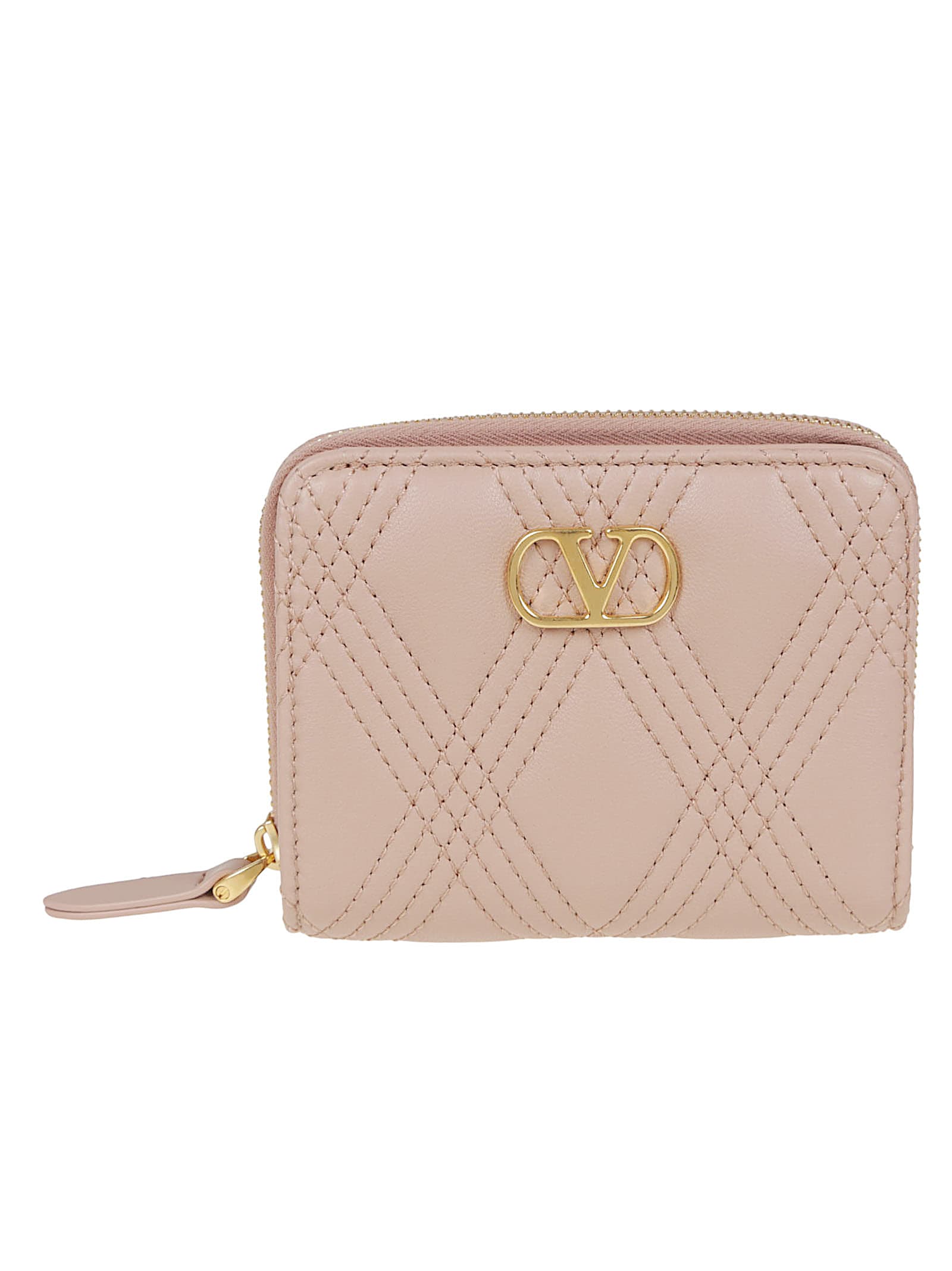 Valentino Zip Around Wallet Quiltie 67 In Metallic