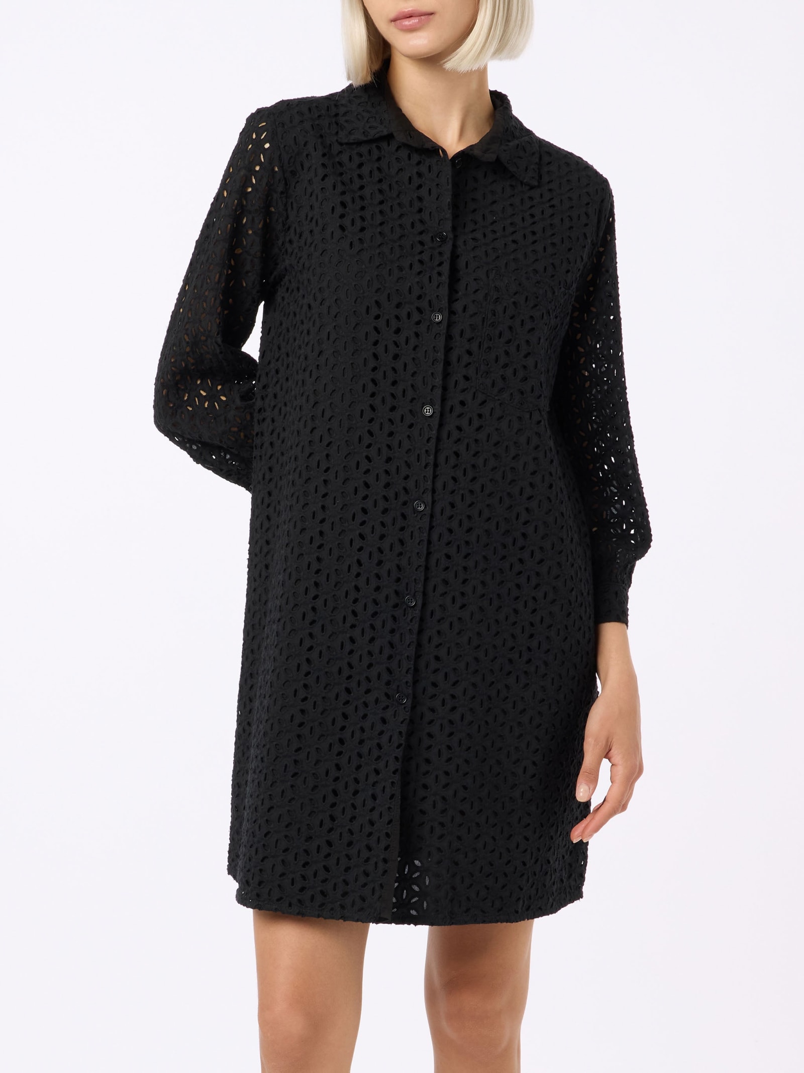 Shop Mc2 Saint Barth Woman Black Sangallo Shirt Mini Dress