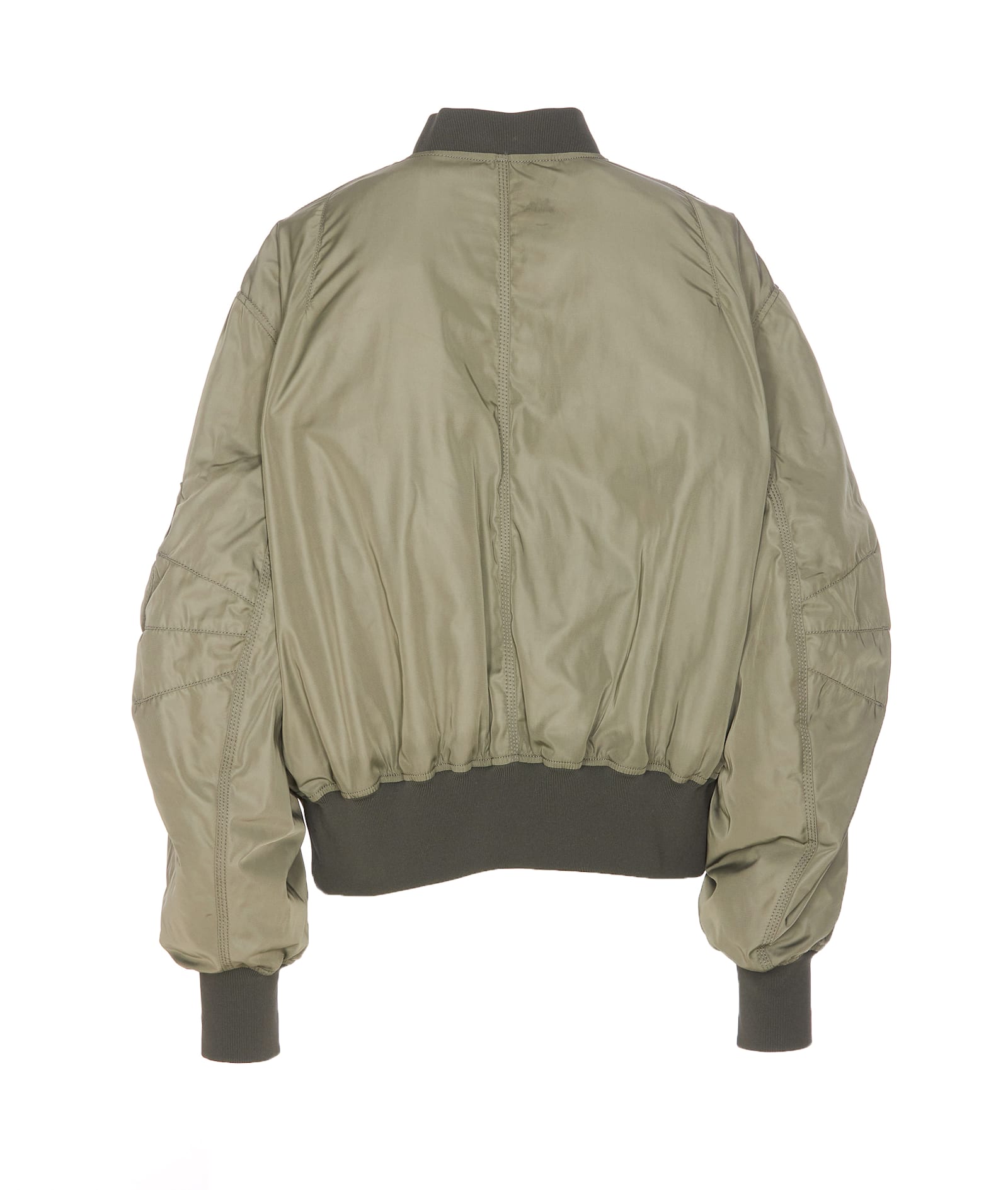 Attico Grey Bomber Jacket With Front Zip Closure And One Zipped Pocket On The Sleeve In Tech Fabric Woman In Green