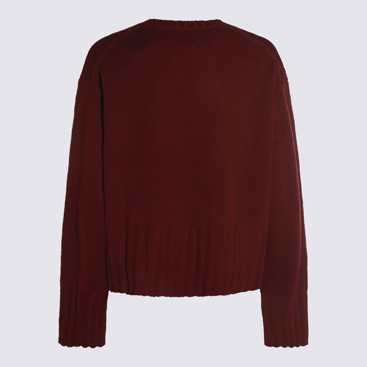 Allude Crew-neck Ribbed-knit Sweater In Burgundy