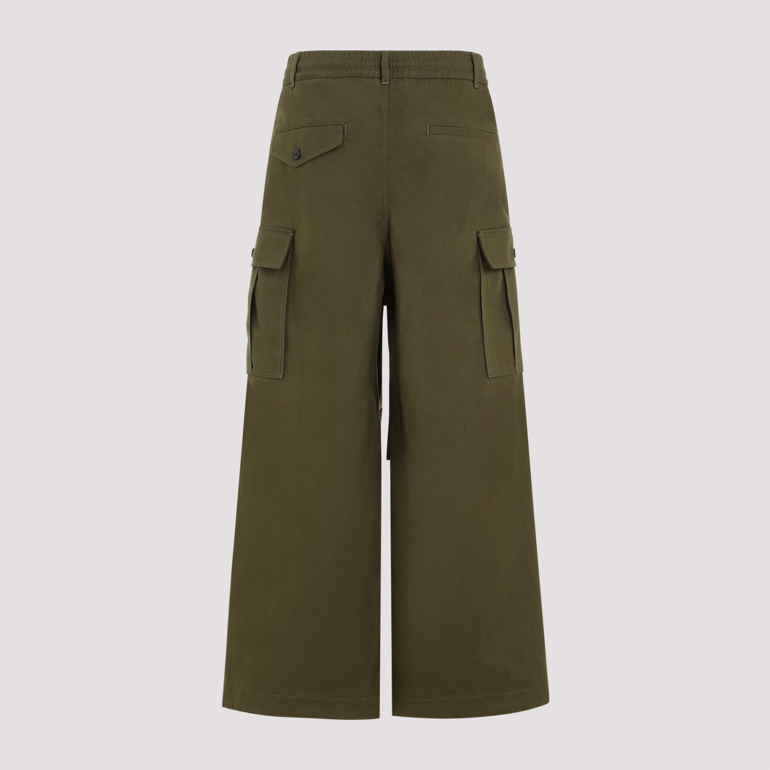 Shop Marni Cotton Trousers In Leav Green