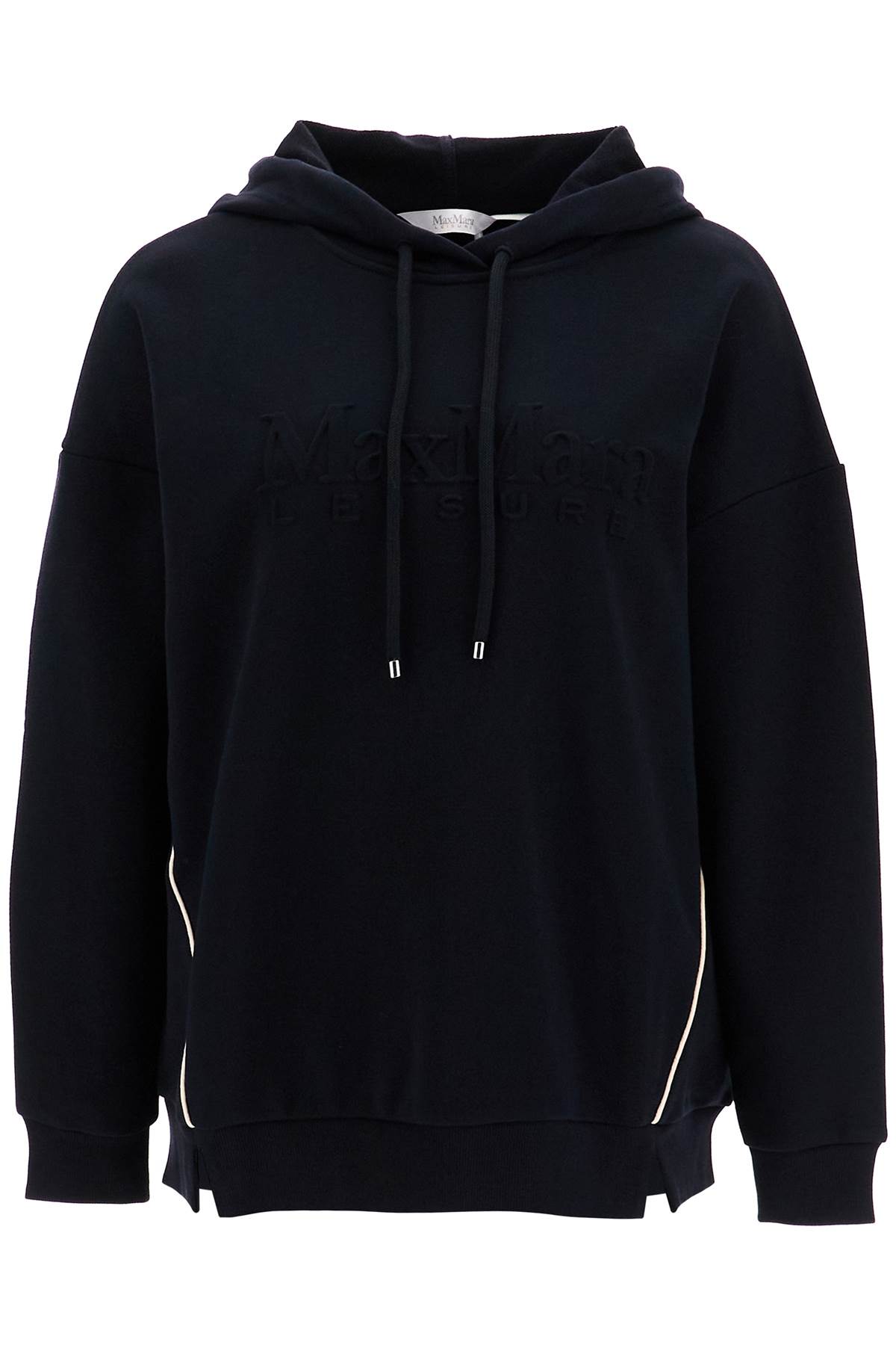 Shop Max Mara Hooded Sweatshirt With Piping In Blu (black)