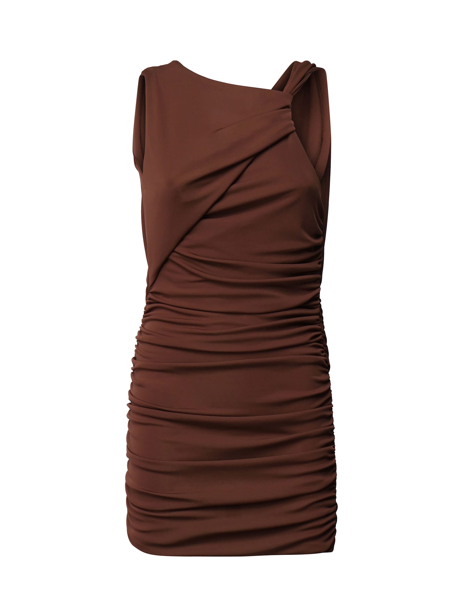 The Andamane Dress With Drape In Brown