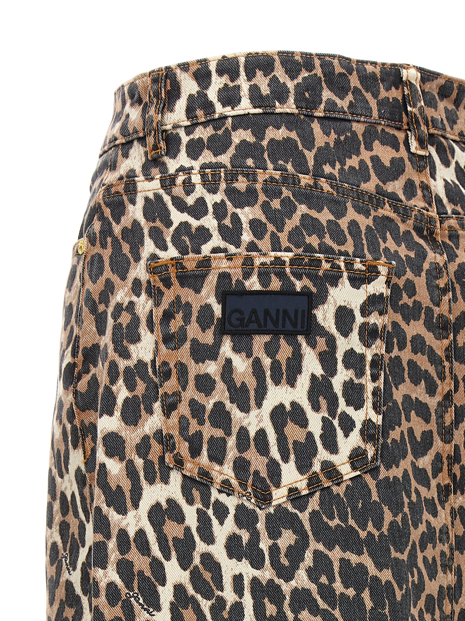 Ganni Animal Print Long Skirt In Leopard