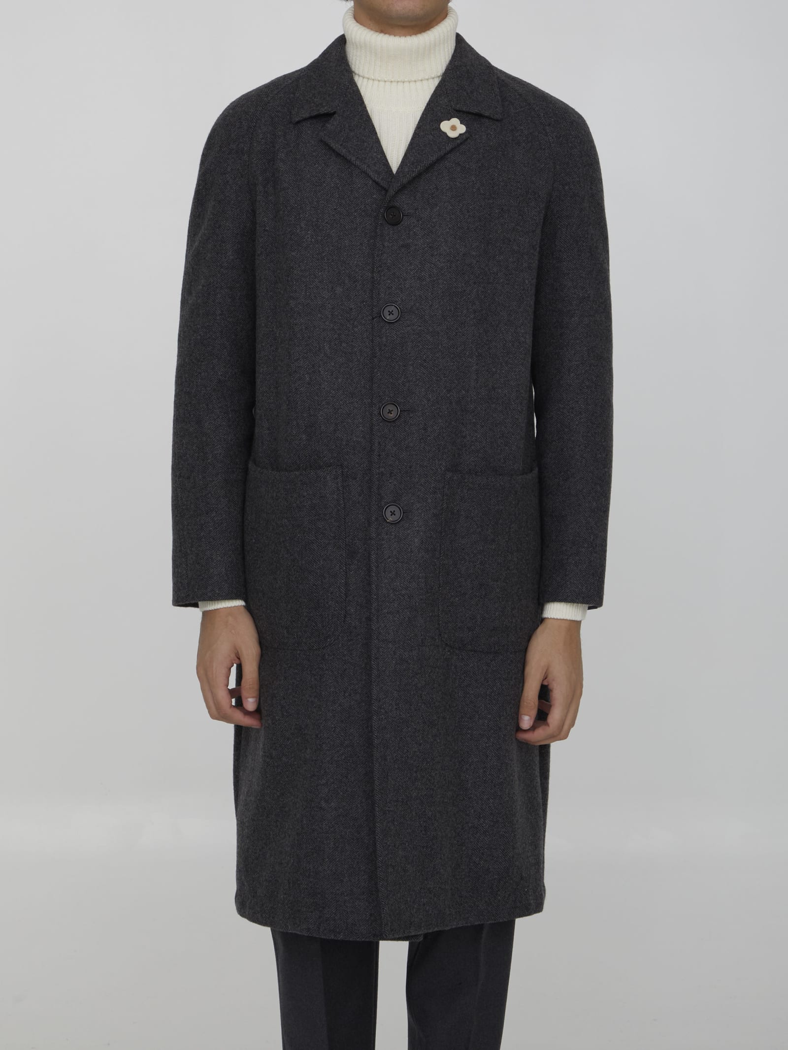 Lardini Herringbone Wool Coat