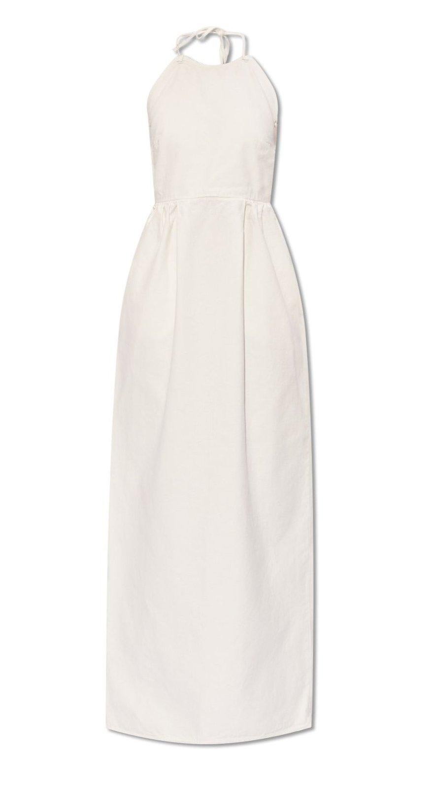 Shop Max Mara Europa Open Back Sleeveless Dress In White