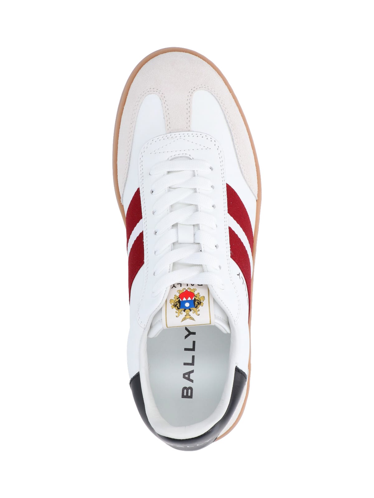 Bally Retro Crest Leather Striped Sneakers In White