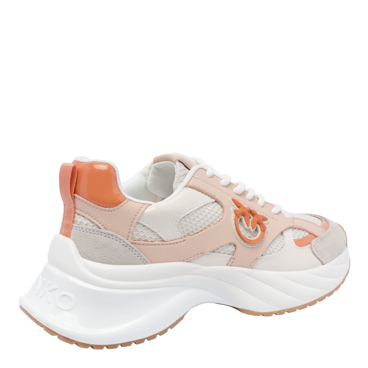 Pinko Neutral-coloured Ariel Sneakers With Patent Details In Beige