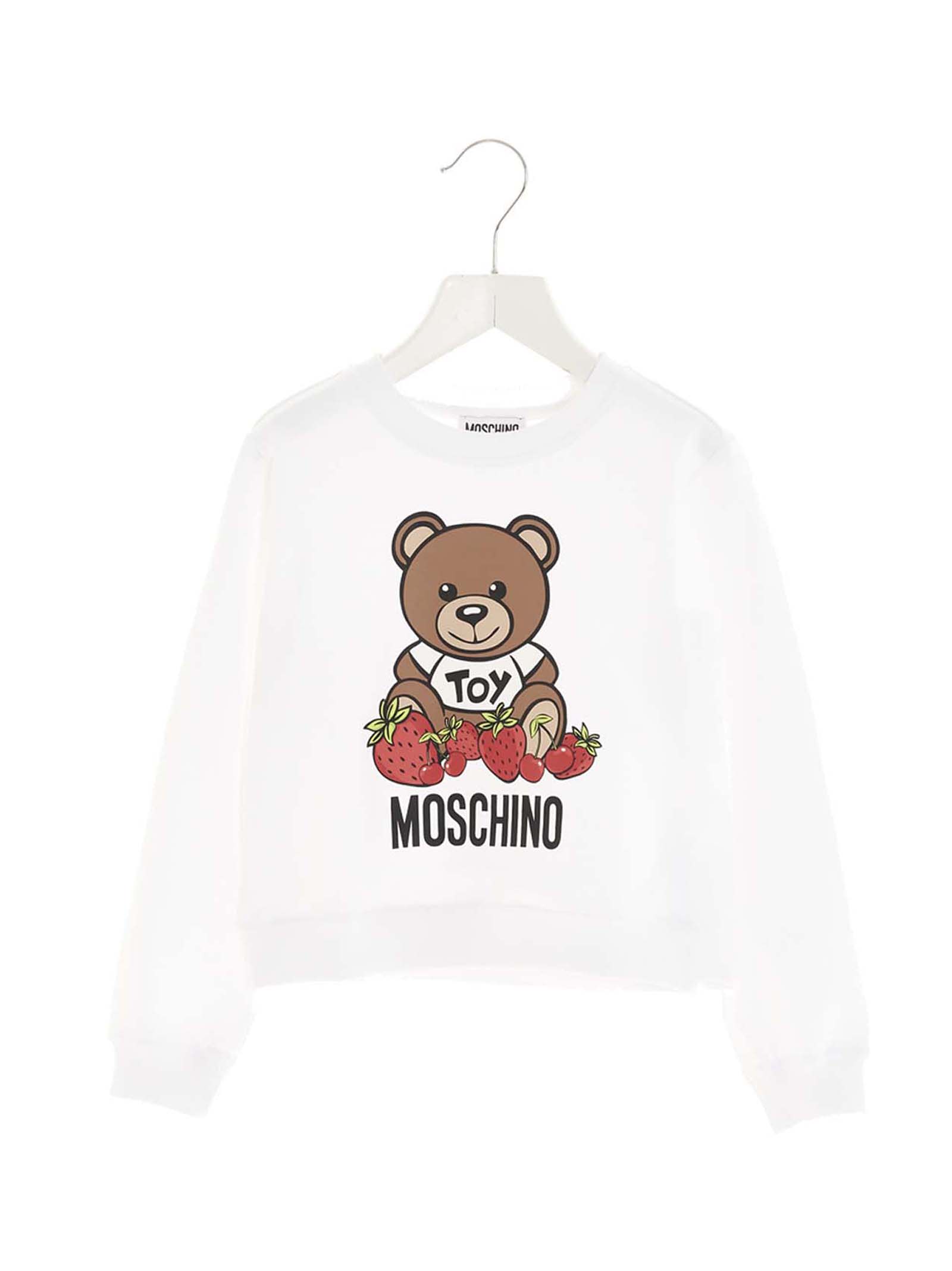 Moschino Kids' Teddy Fragole Sweatshirt In White