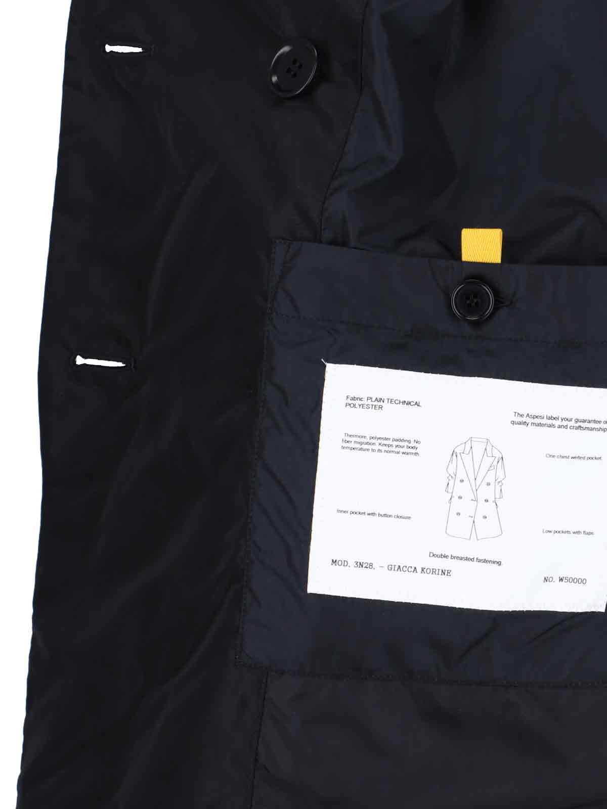 Aspesi Double-breasted Blazer Notched Lapels In Black