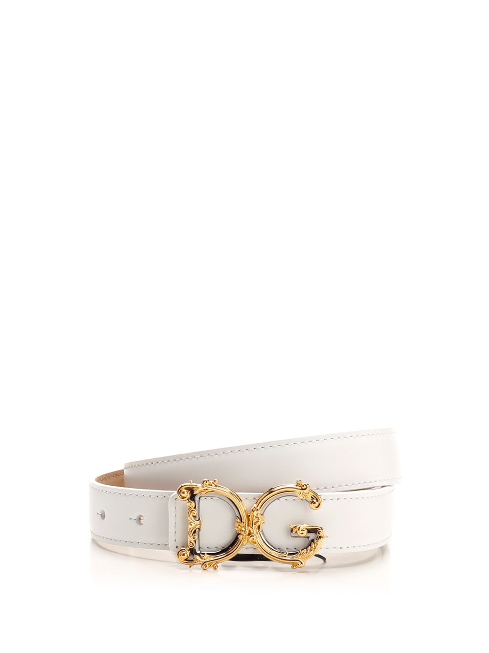 Shop Dolce & Gabbana Leather Logo Belt In White