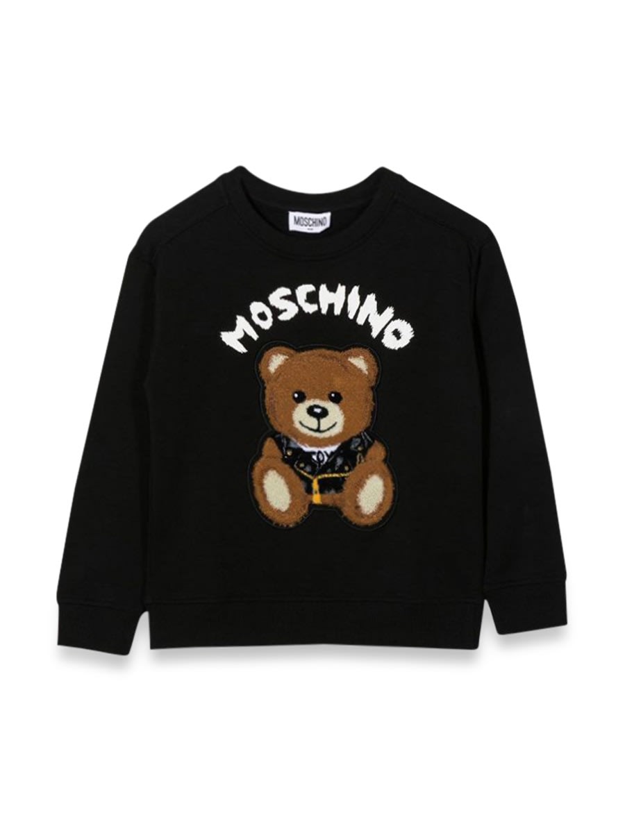 Shop Moschino Teddy Bear Crewneck Sweatshirt In Black