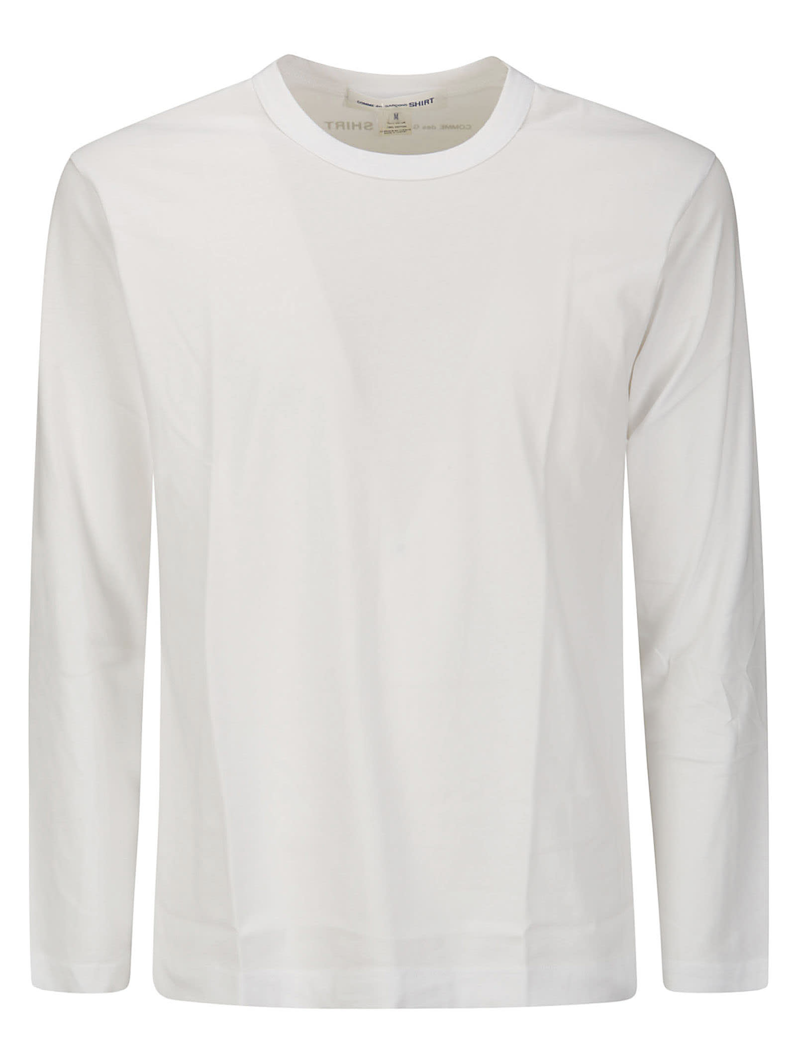 Shop Comme Des Garçons Shirt Cotton Jersey Plain With Printed Cdg Shirt L In White