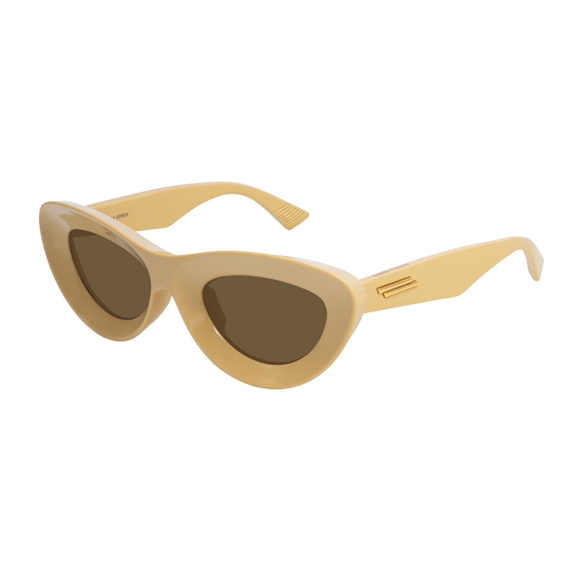 Shop Bottega Veneta Bv1325s 002 Yellow Brown Sunglasses In Giallo