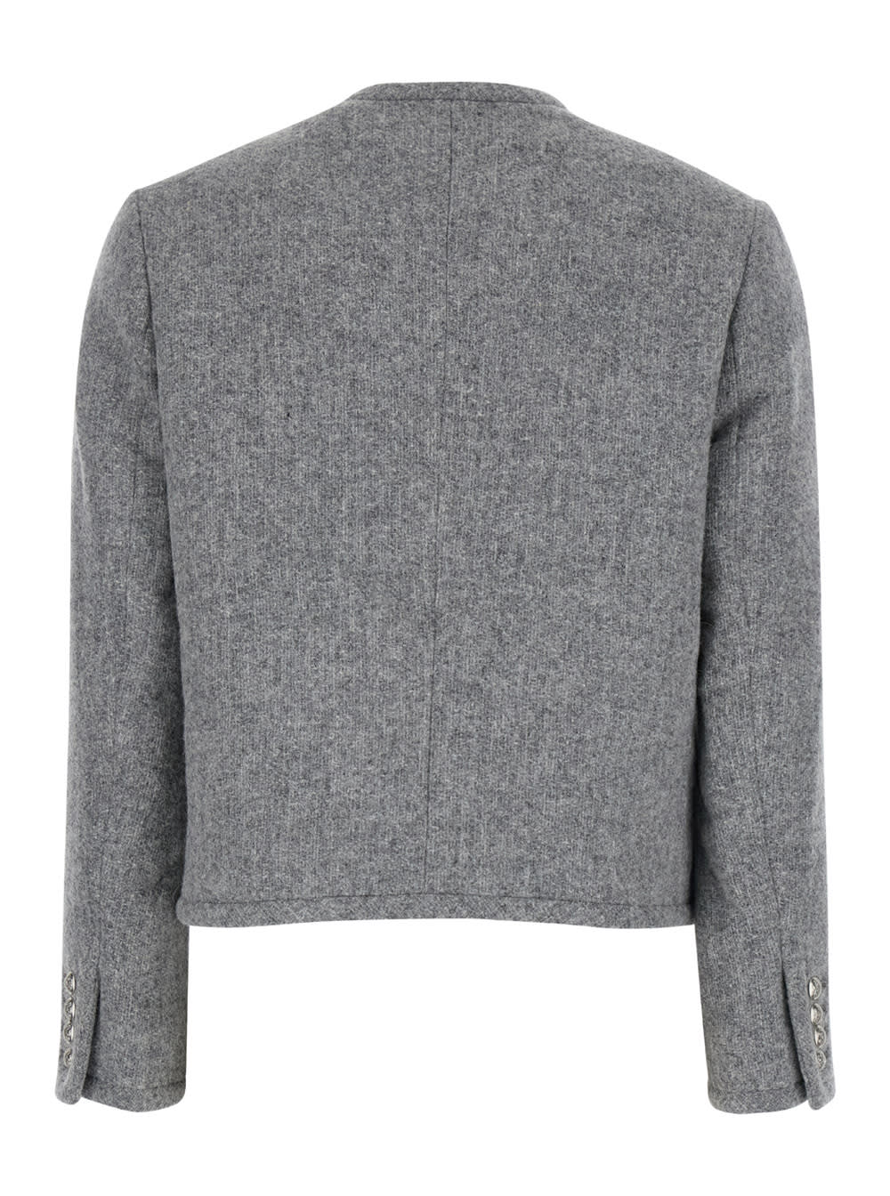 Shop Dunst Grey Crewneck Jacket With Buttons On The Front In Wool Blend Woman