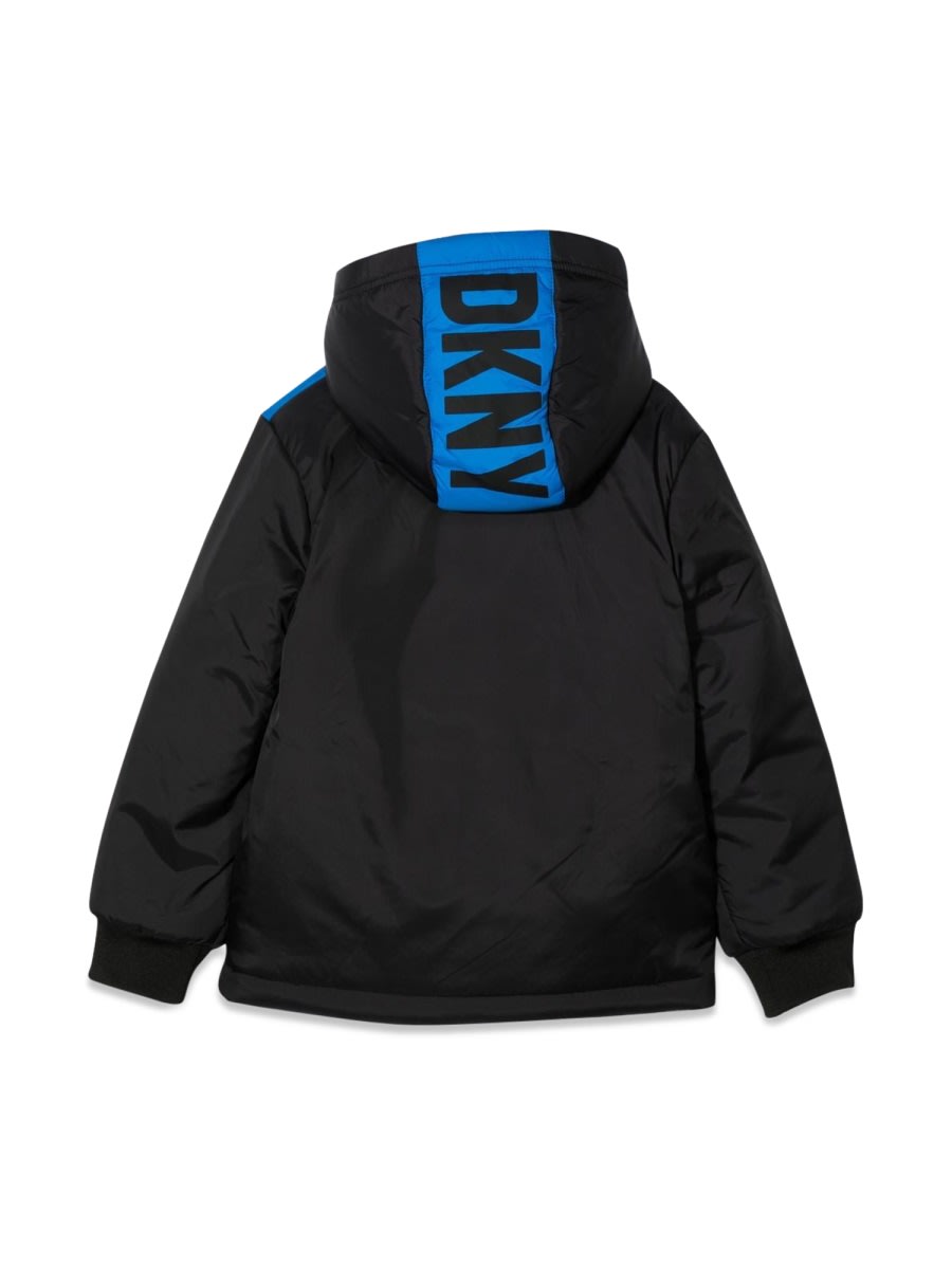 Shop Dkny Two-tone Down Jacket With Hood In Black