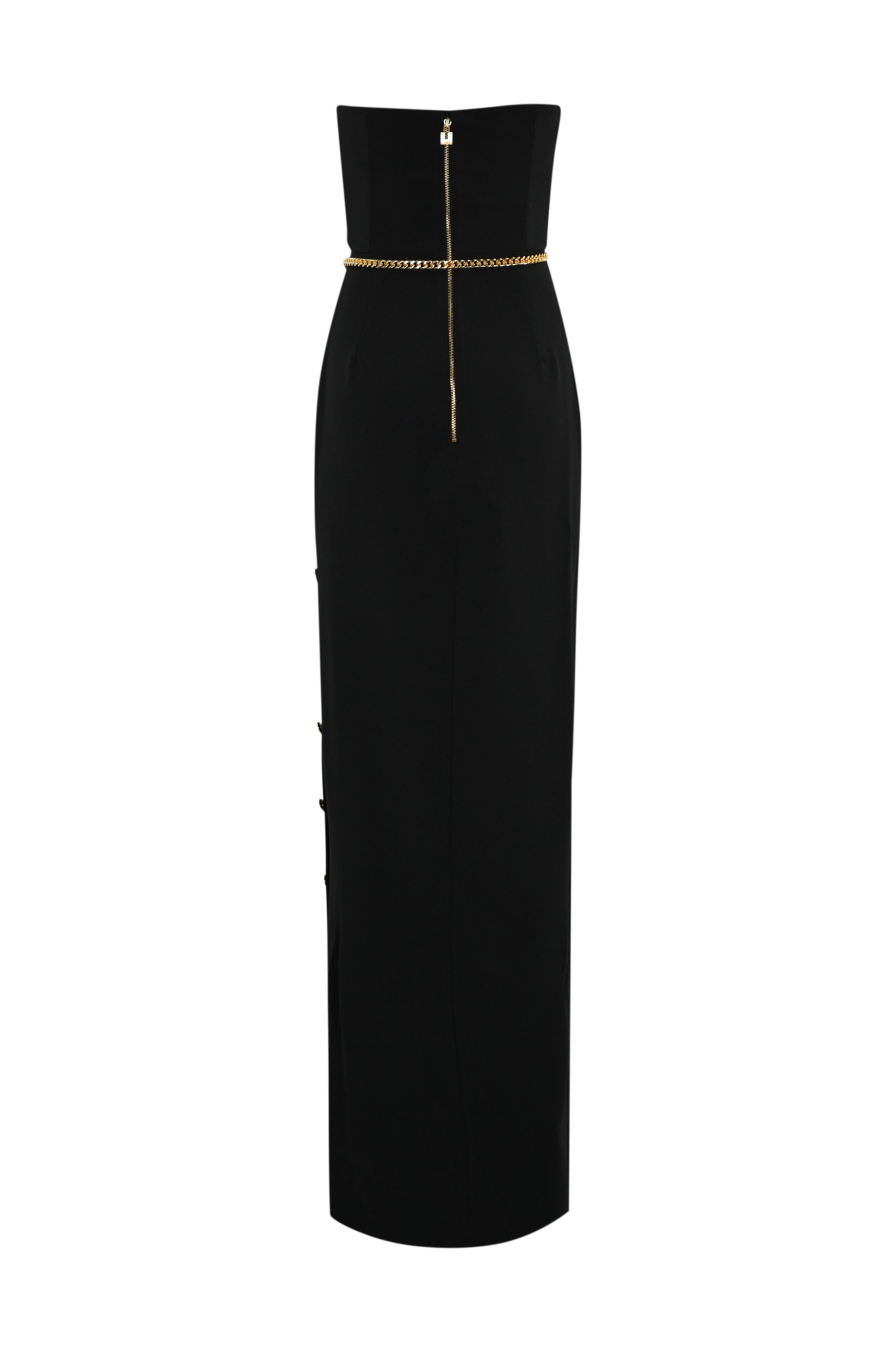 Shop Elisabetta Franchi Red Carpet Dress In Crepe With Bustier Neckline In Nero