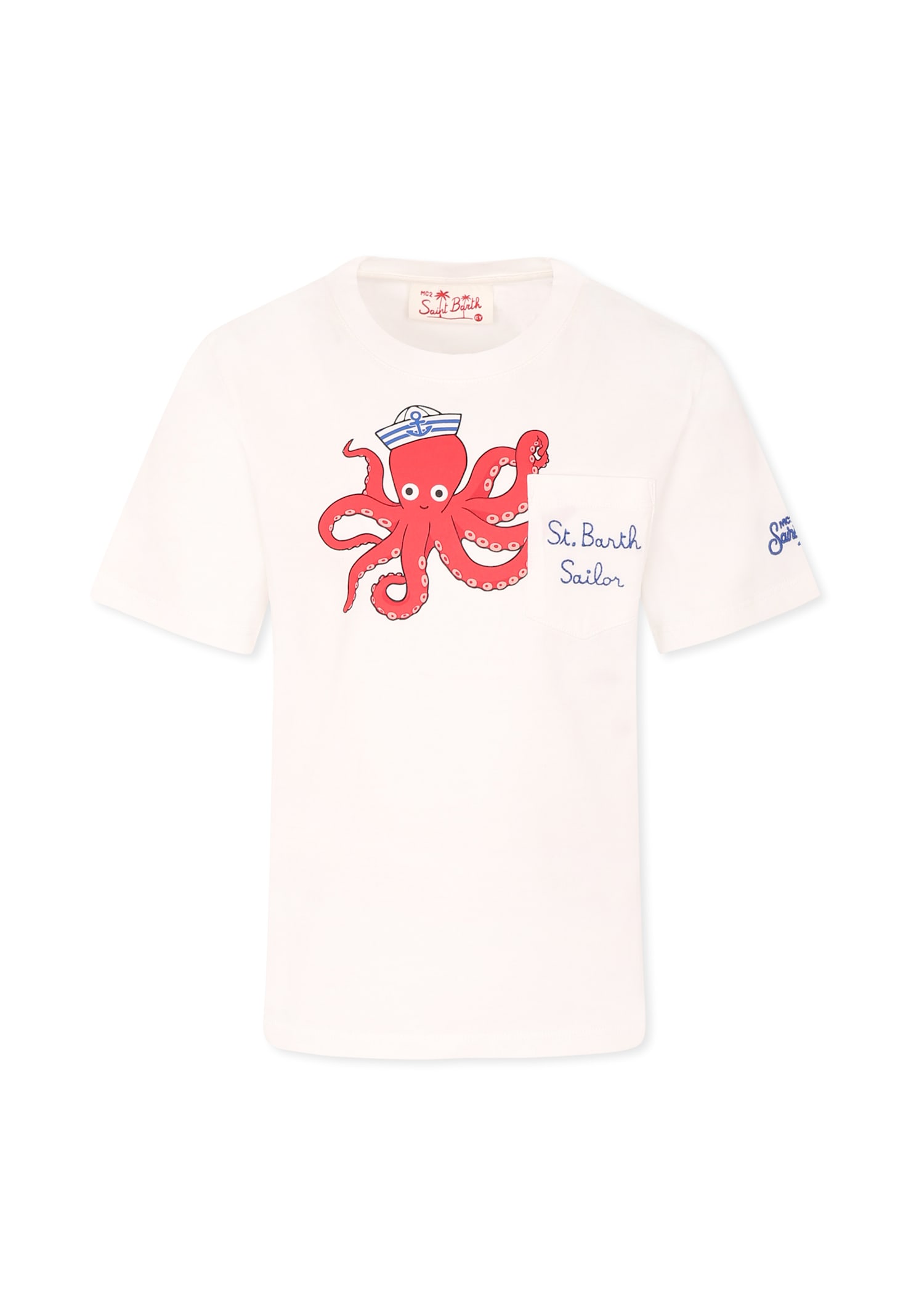 Mc2 Saint Barth White T-shirt For Boy With Octopus In White