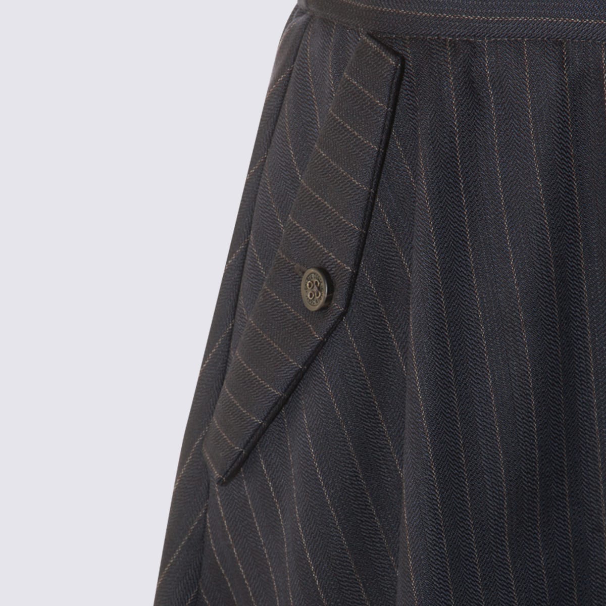Golden Goose Pinstripe Button-detailing Midi A-line Skirt In Black