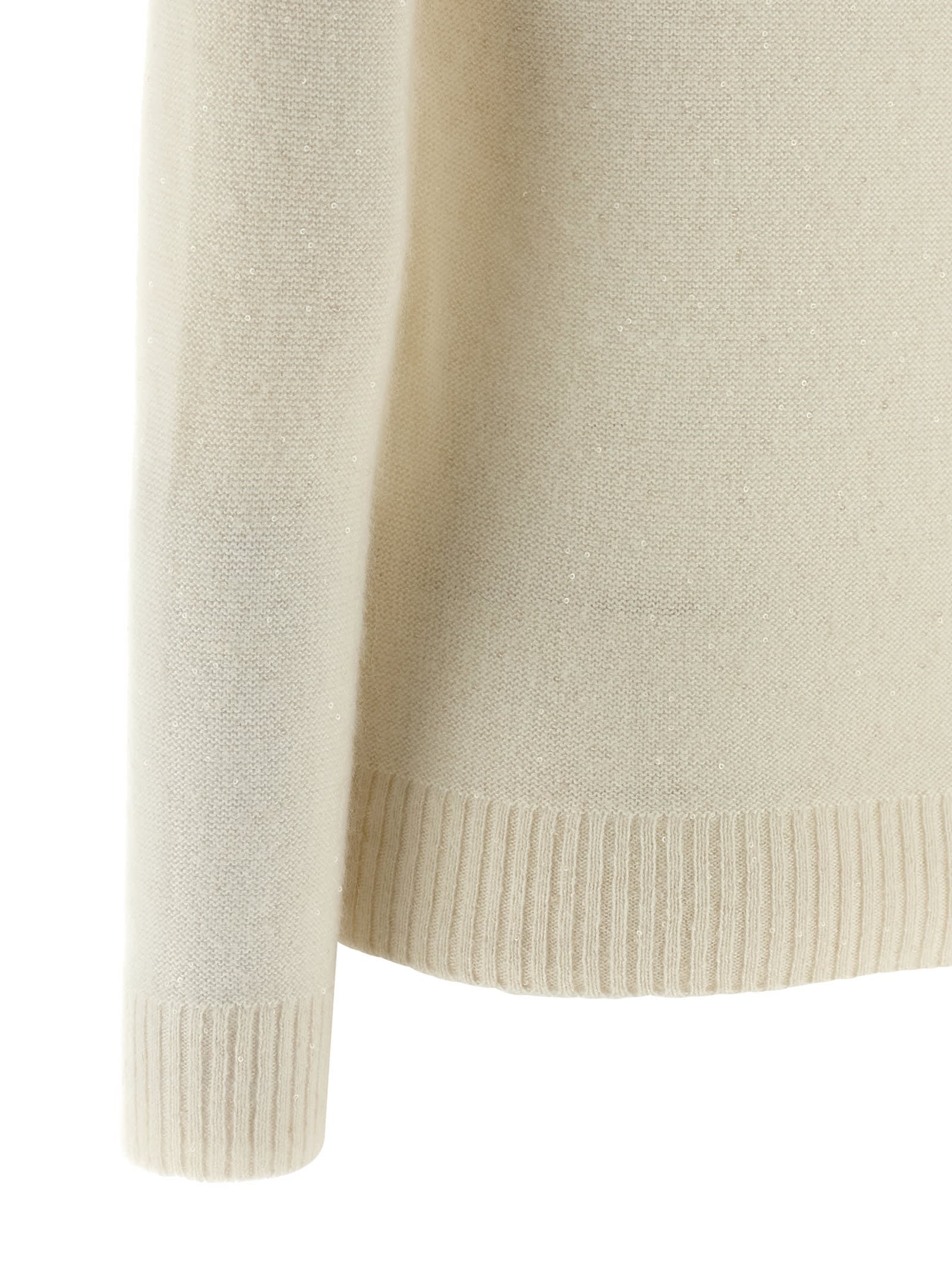 Fabiana Filippi Sequin Turtleneck Sweater Sweaters And Cardigans White In White