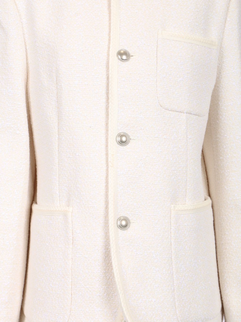Dunst Collarless Tweed Jacket In Ivory